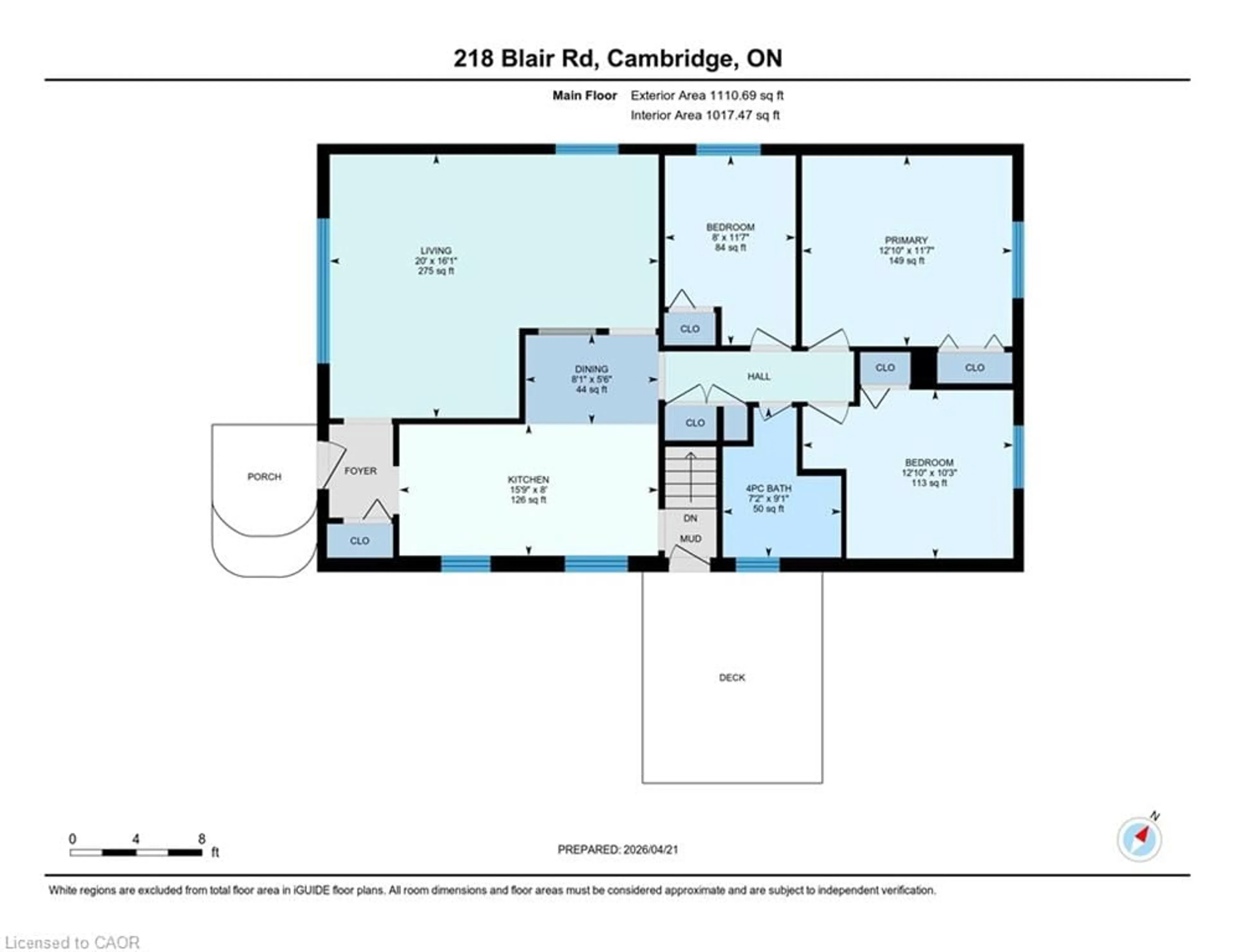 Floor plan for 218 Blair Rd, Cambridge Ontario N1S 2J8