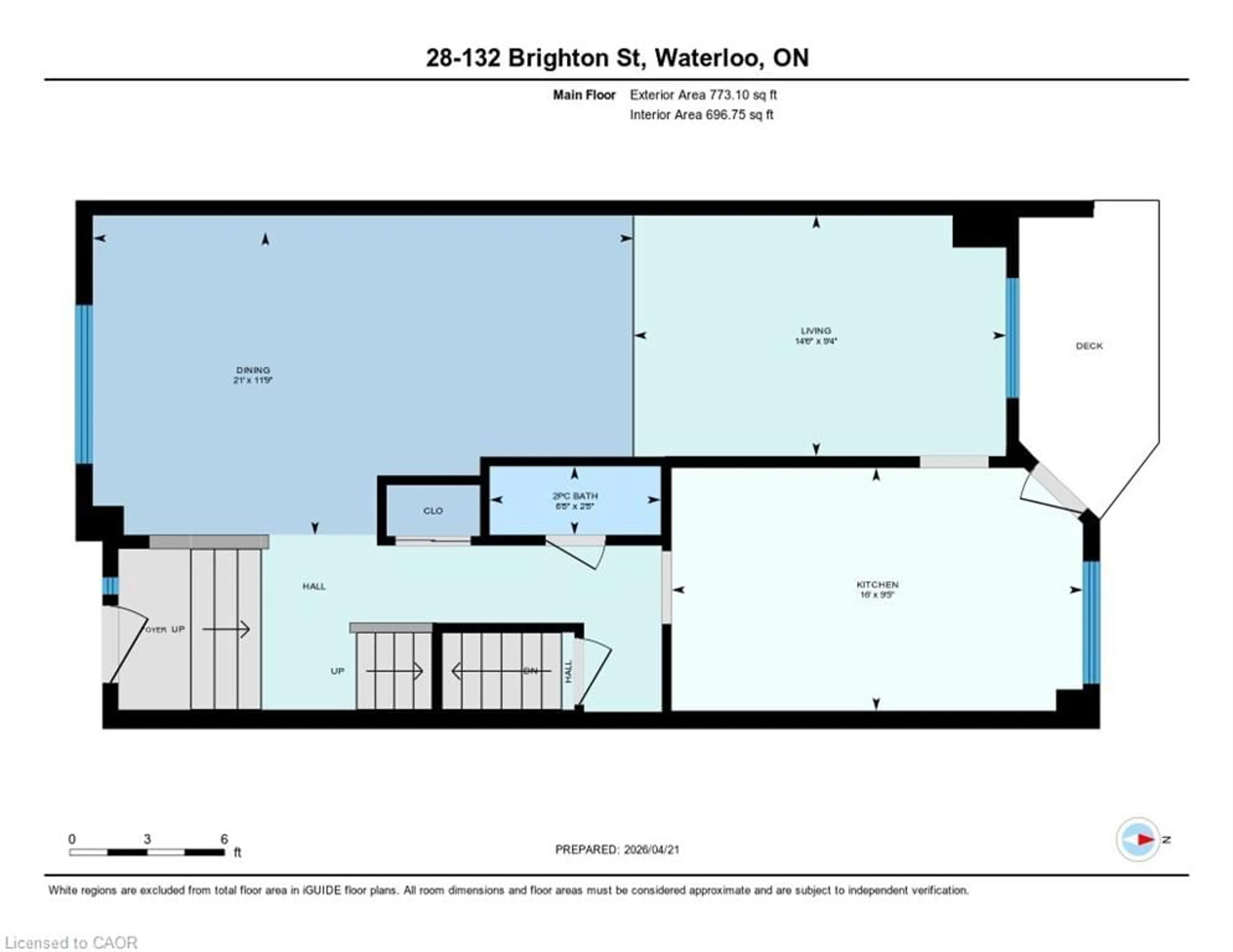 Floor plan for 132 Brighton St #28, Waterloo Ontario N2J 4S6