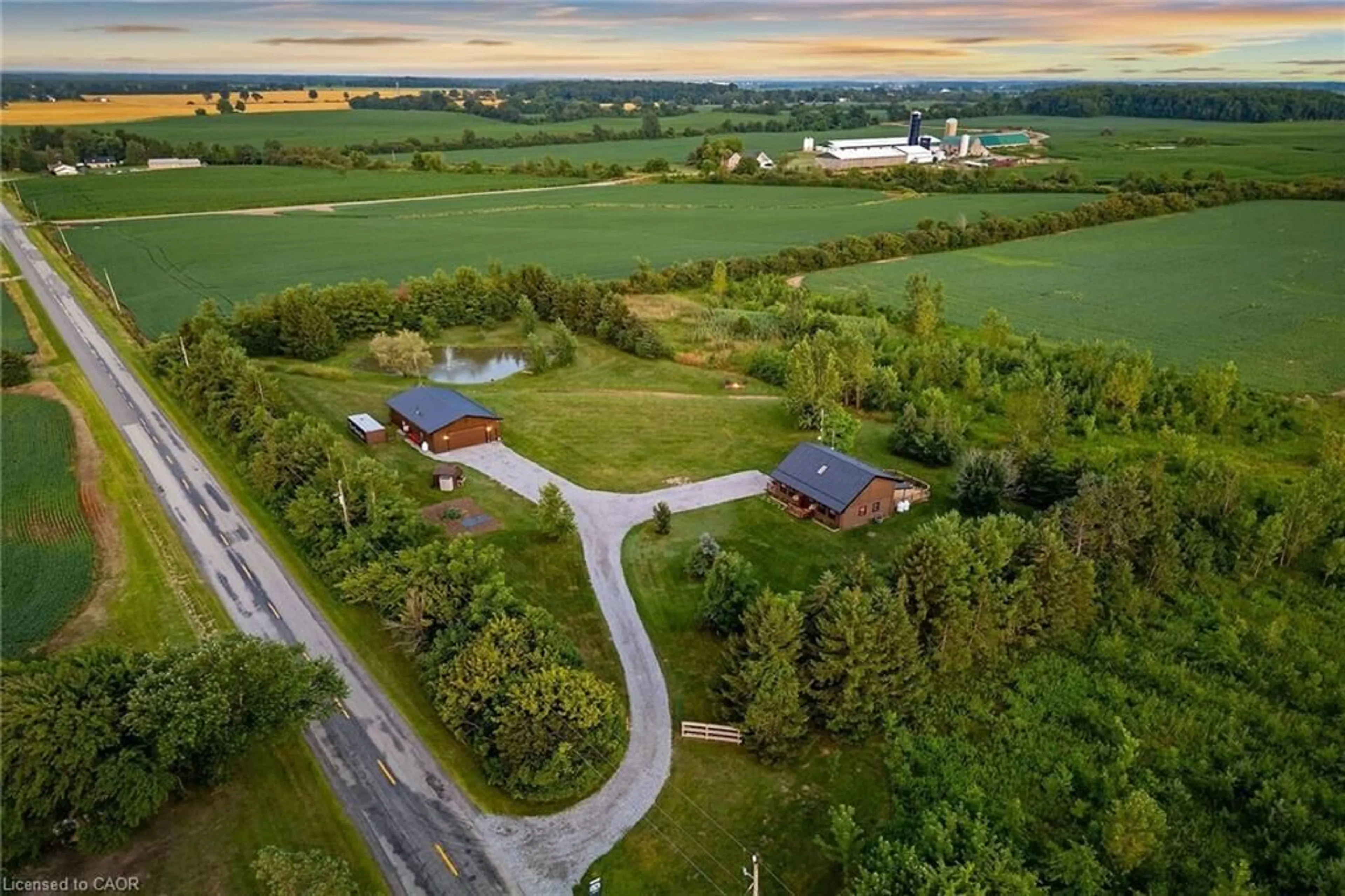 A pic from outside/outdoor area/front of a property/back of a property/a pic from drone, unknown for 526 2nd Line, Hagersville Ontario N0A 1H0