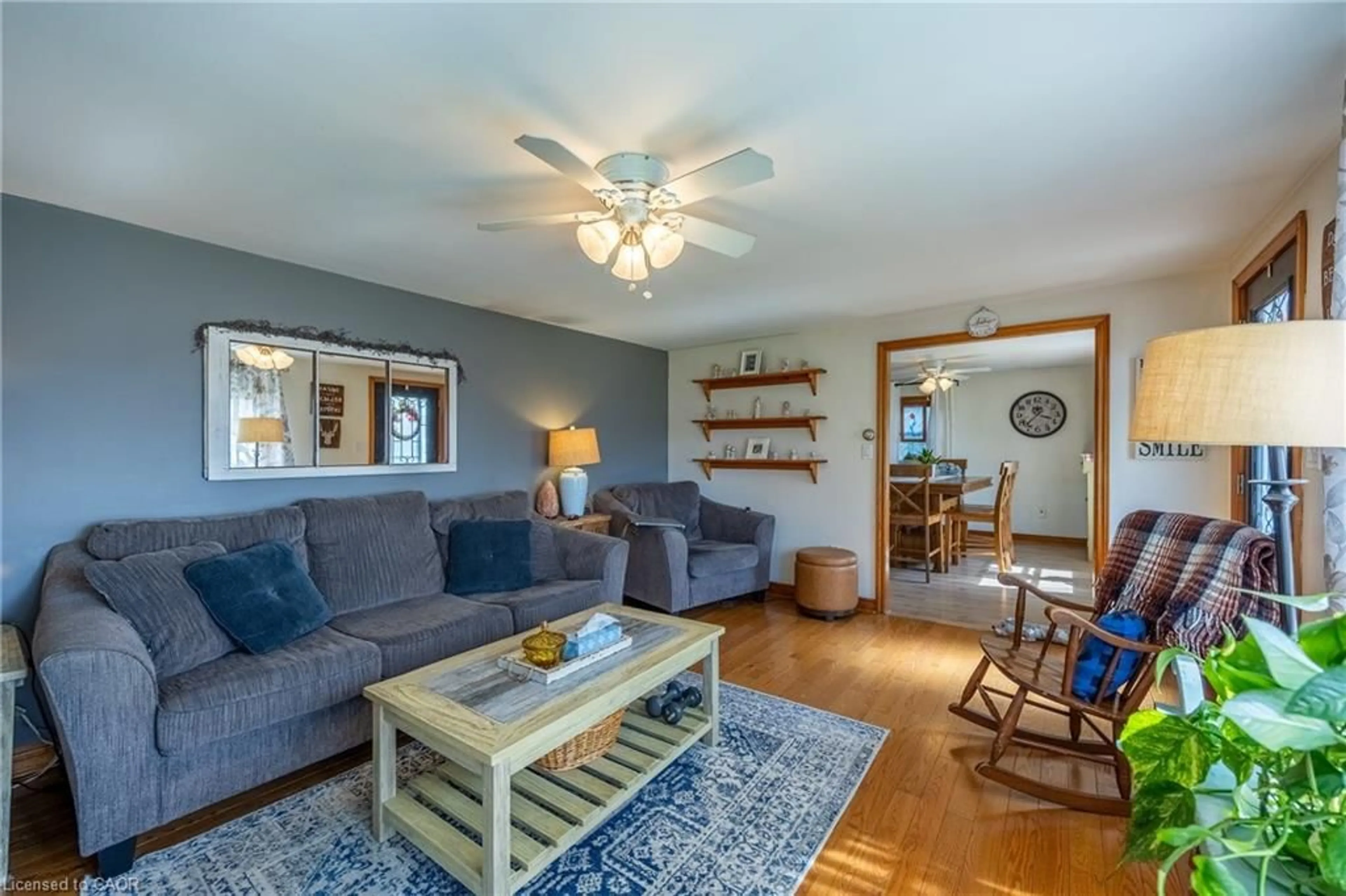 Living room with furniture, wood/laminate floor for 282 Townline St, St. Williams Ontario N0E 1P0