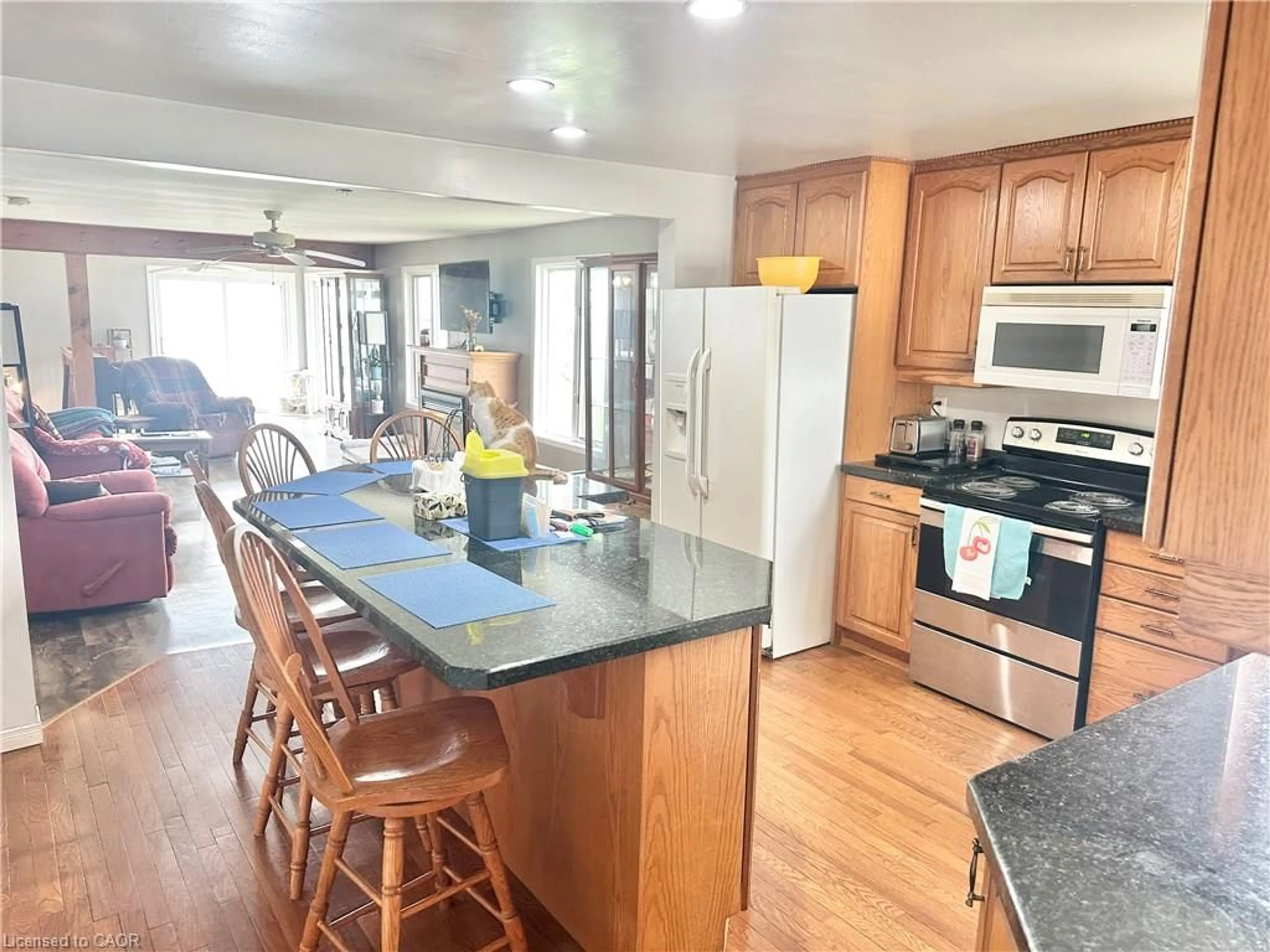 Open concept kitchen, wood/laminate floor for 2 Buena St, Port Dover Ontario N0A 1N7