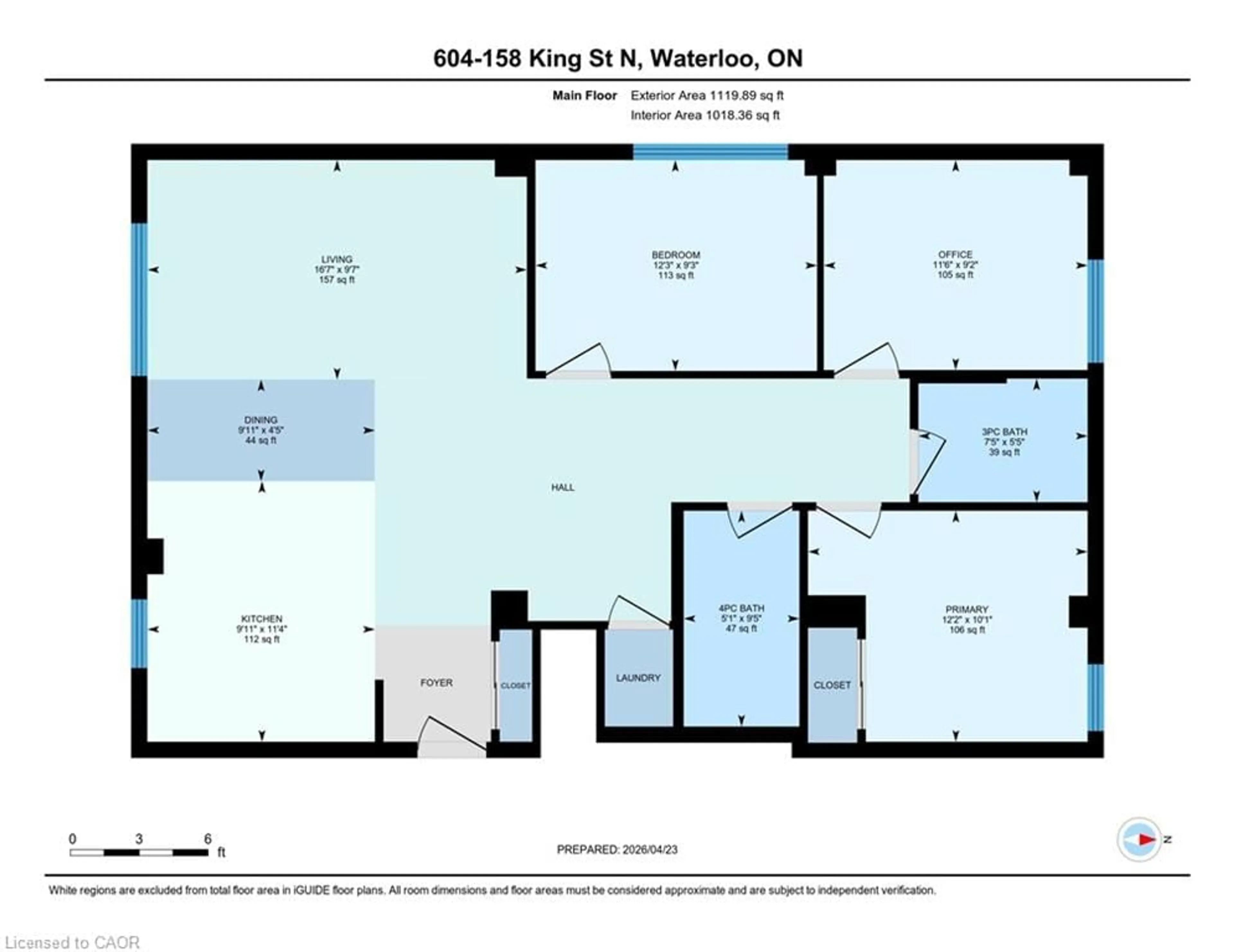 Floor plan for 158 King St #604, Waterloo Ontario N2J 0E5