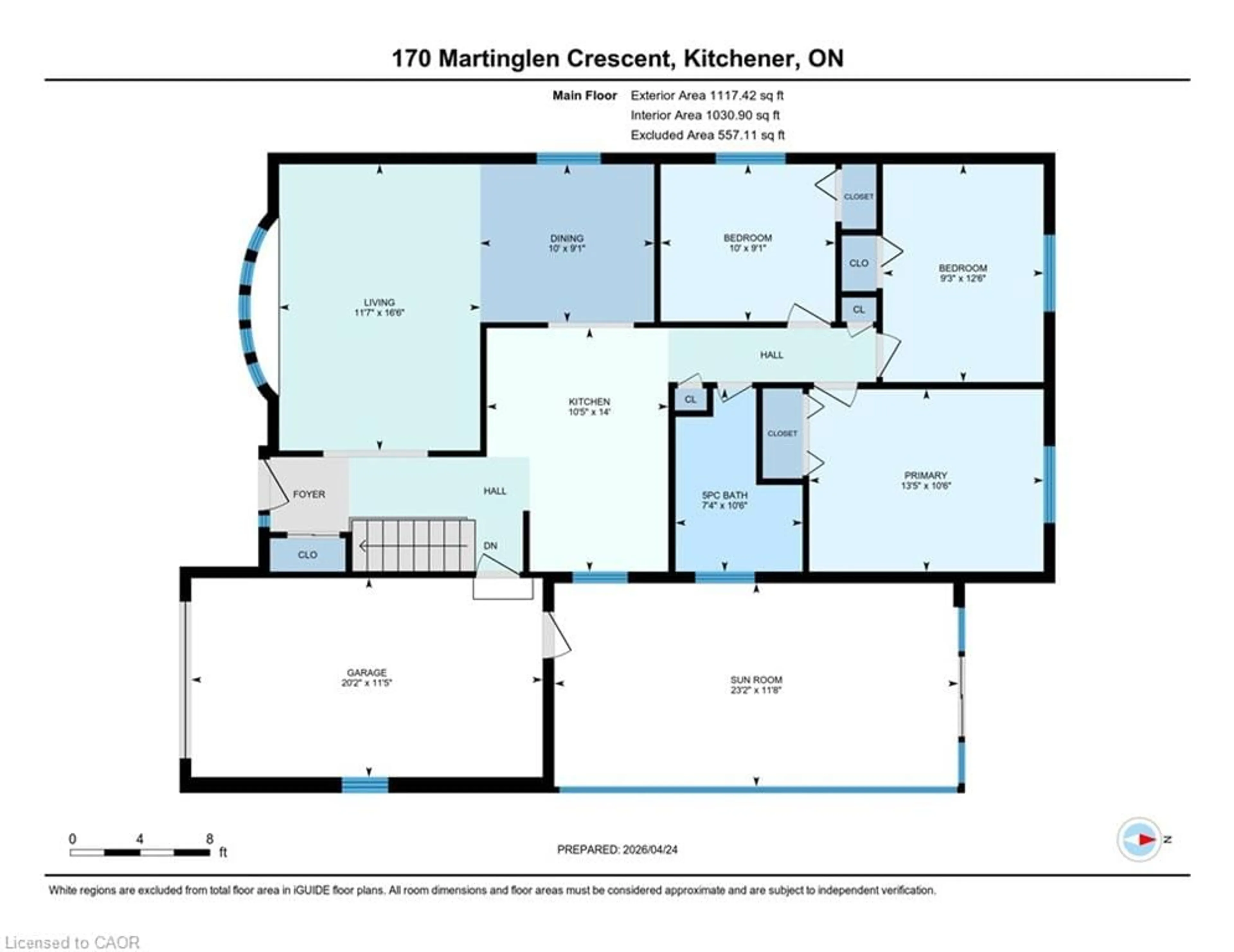 Floor plan for 170 Martinglen Cres, Kitchener Ontario N2E 2A2