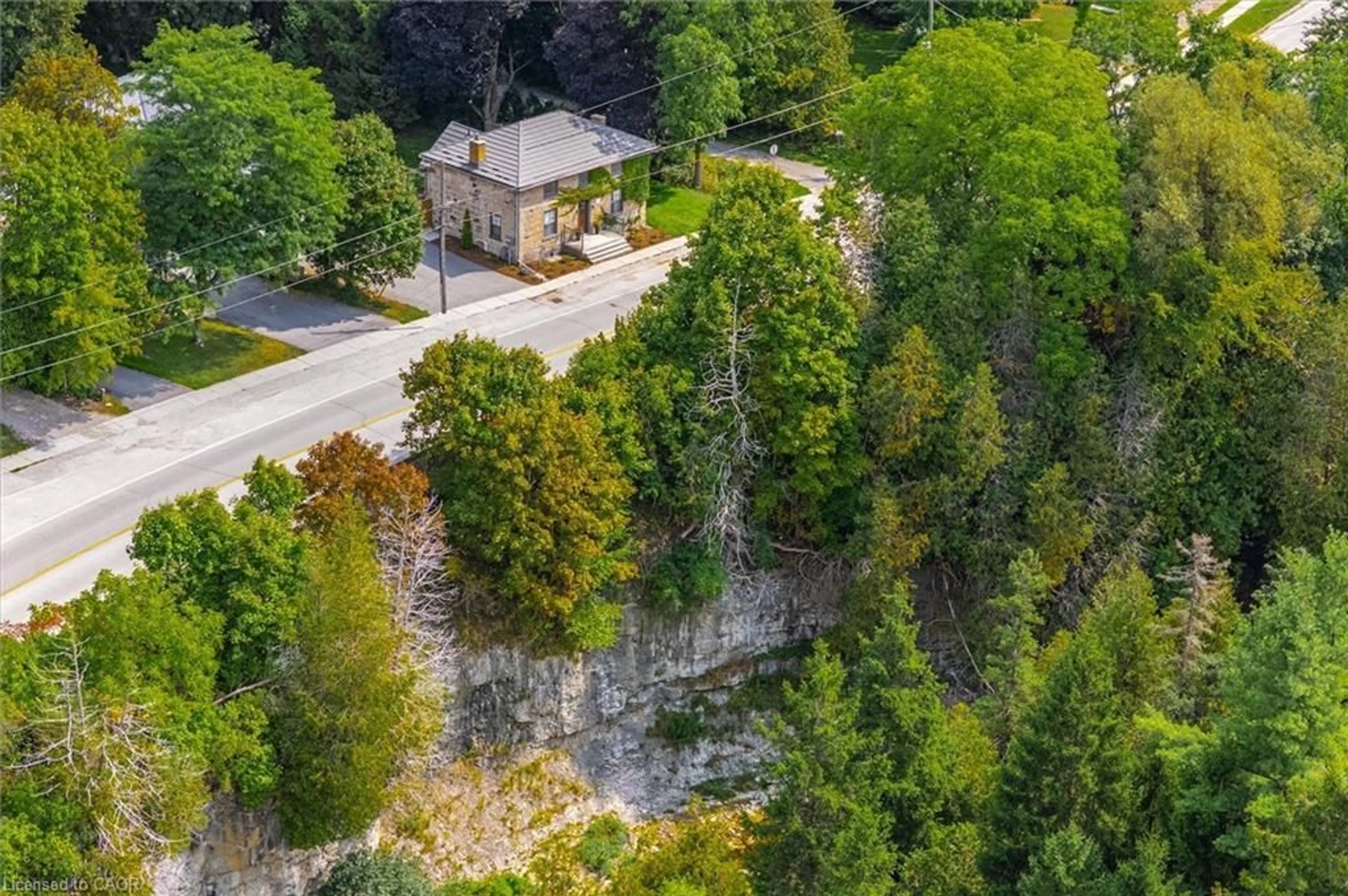 A pic from outside/outdoor area/front of a property/back of a property/a pic from drone, forest/trees view for 377 Geddes St, Elora Ontario N0B 1S0