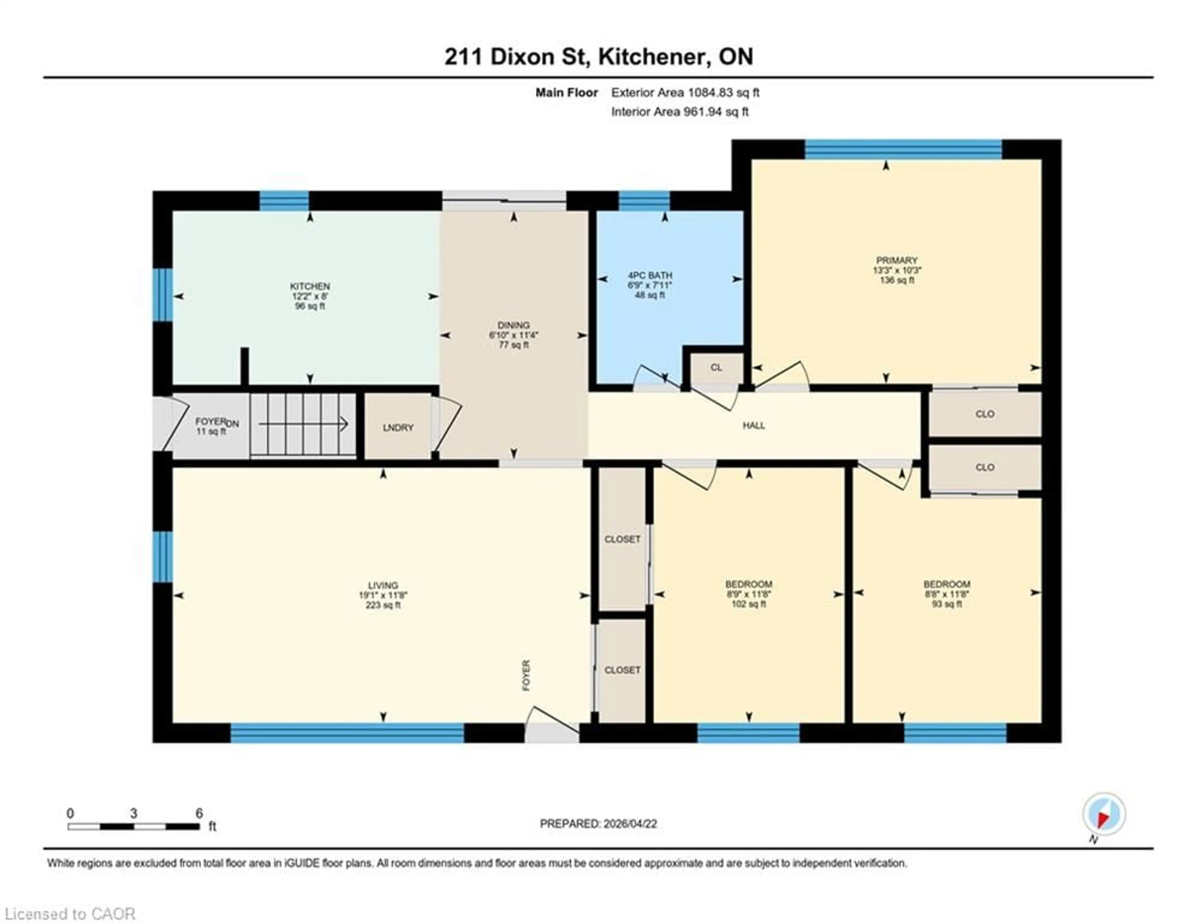 Floor plan for 211 Dixon St, Kitchener Ontario N2G 3E8