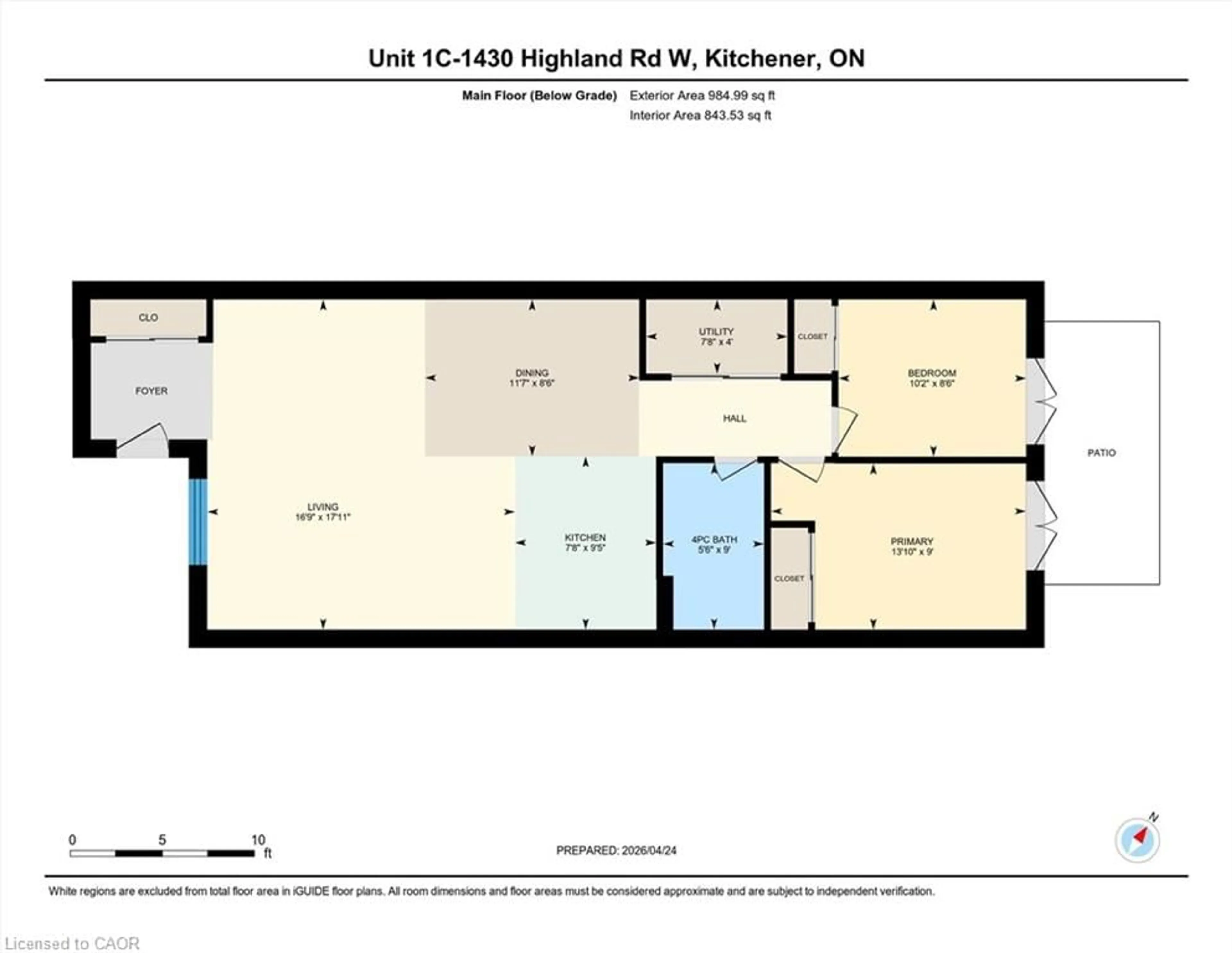 Floor plan for 1430 Highland Rd #1C, Waterloo Ontario N2N 0C3