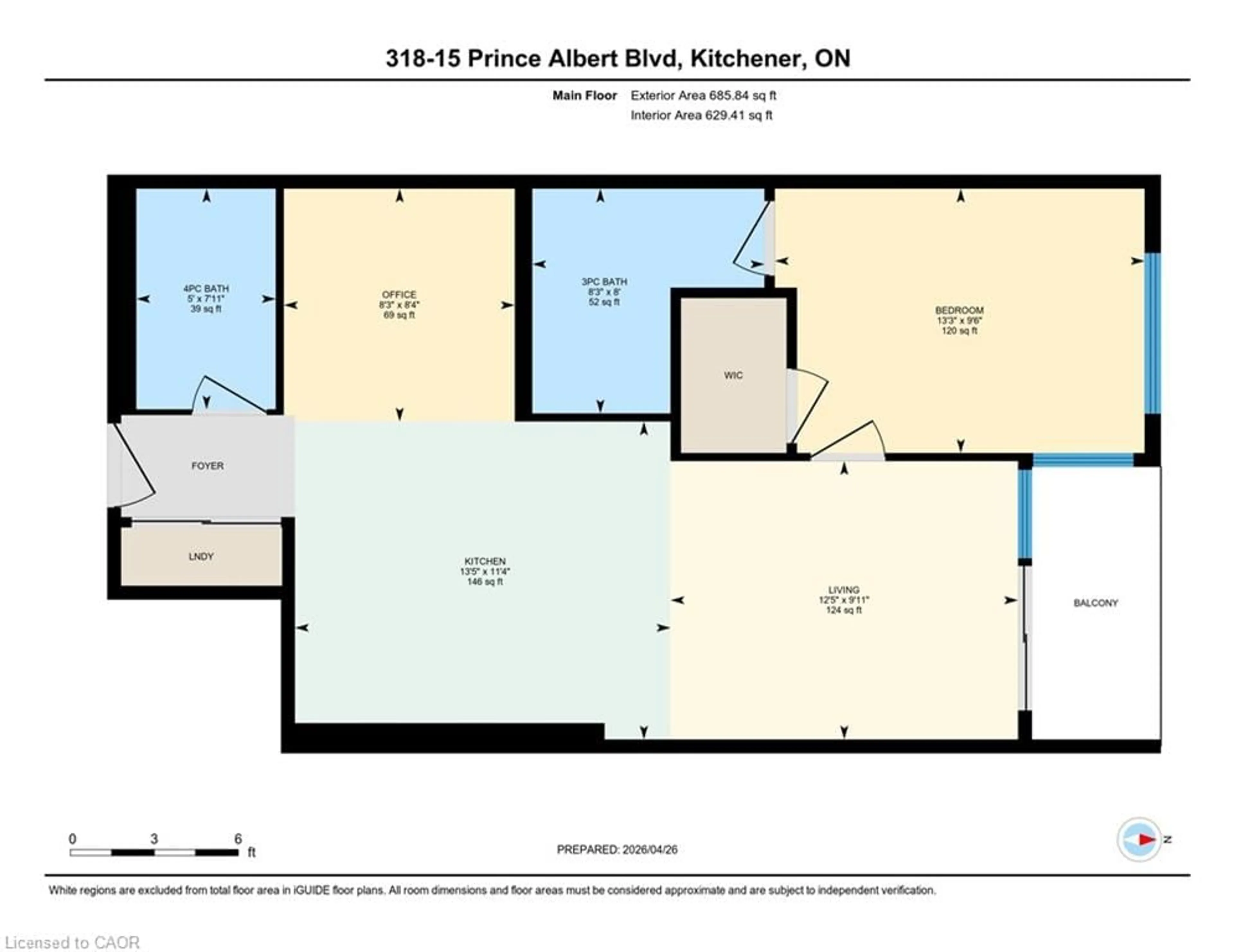 Floor plan for 15 Prince Albert Blvd #318, Kitchener Ontario N2H 0C2