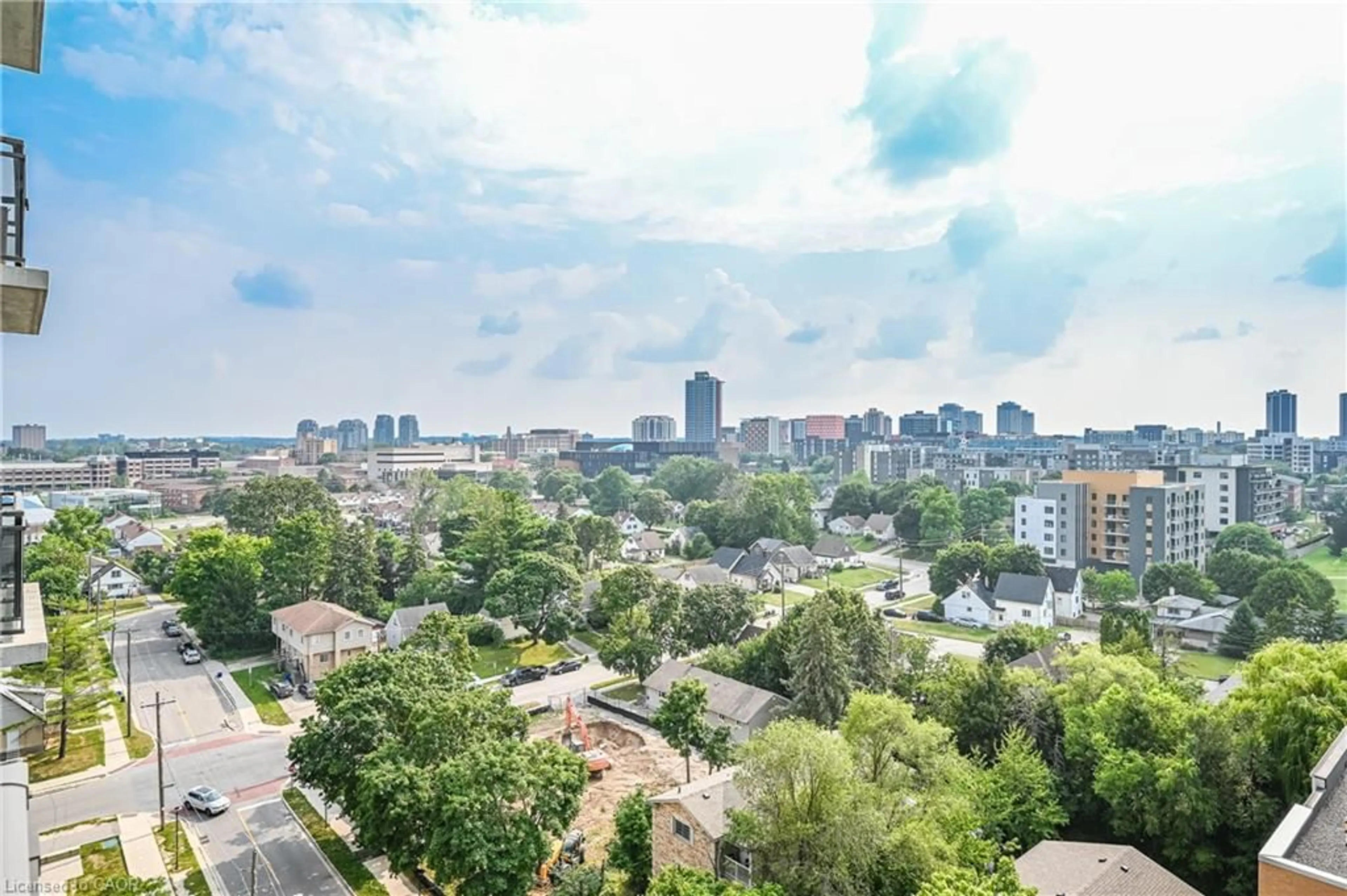 A pic from outside/outdoor area/front of a property/back of a property/a pic from drone, city buildings view from balcony for 318 Spruce St #1009, Waterloo Ontario N2L 3M7