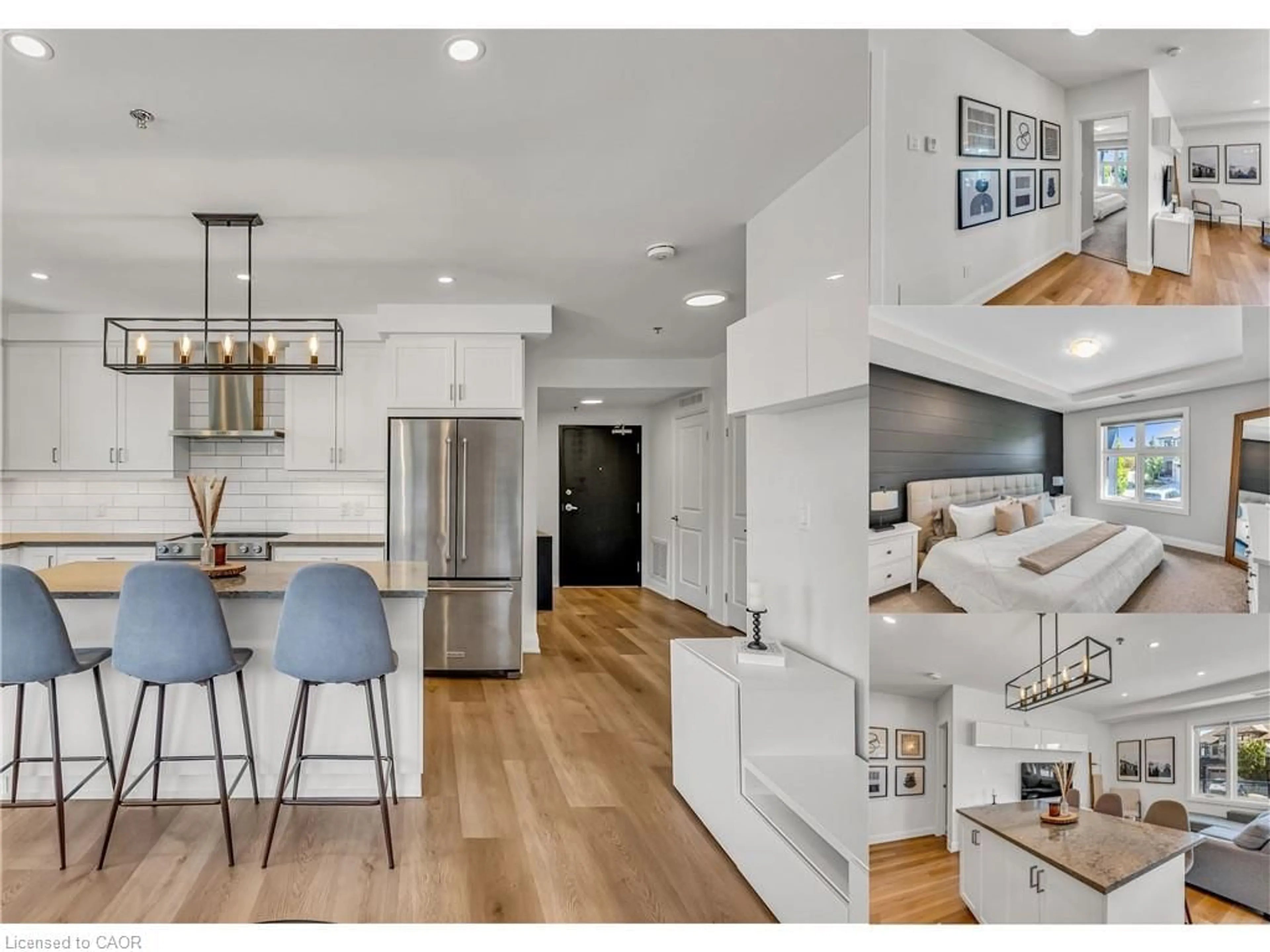 Open concept kitchen, wood/laminate floor for 247 Grey Silo Rd #102, Waterloo Ontario N2K 0G7