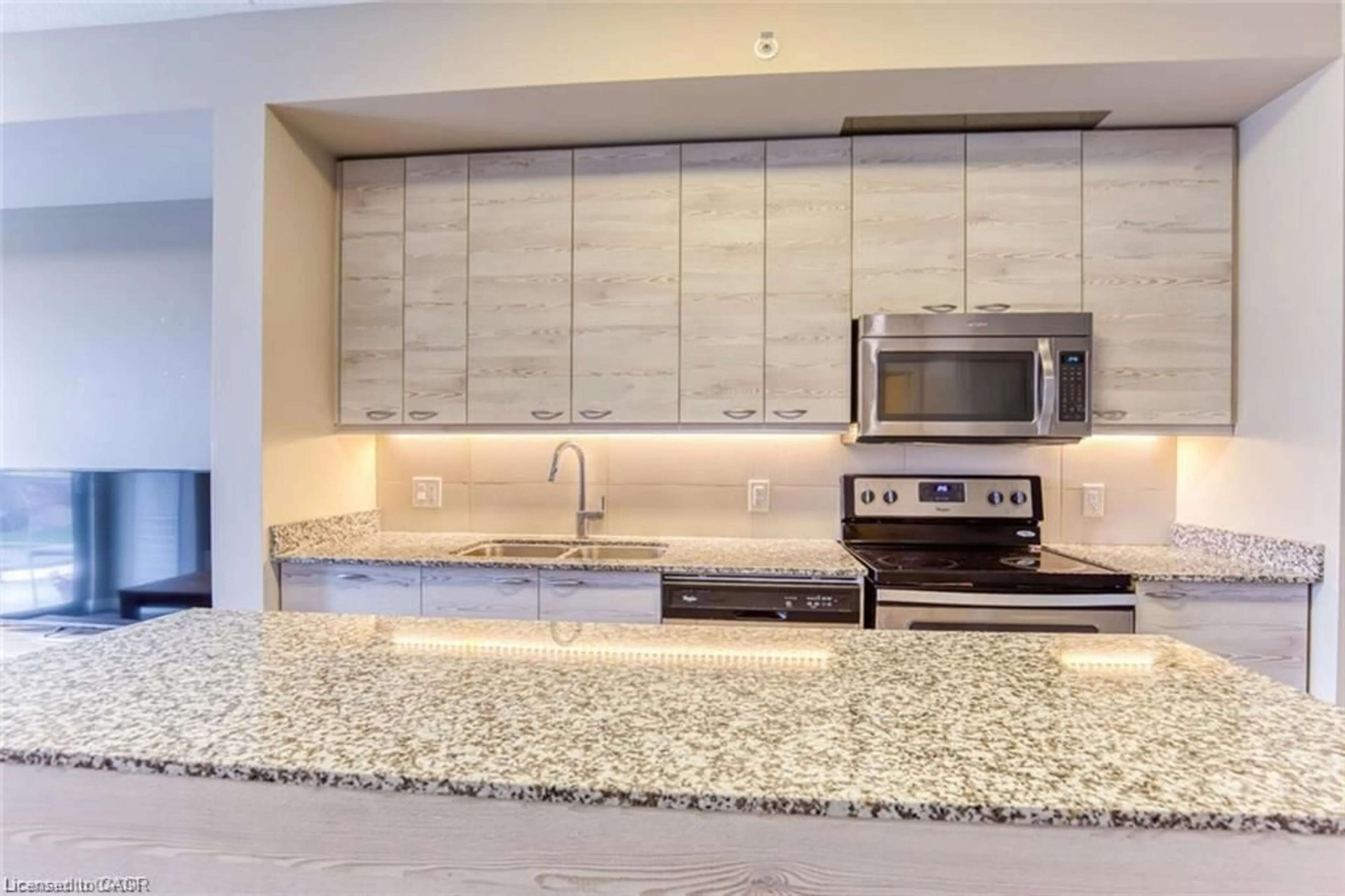 Open concept kitchen, ceramic/tile floor for 280 Lester St #419, Waterloo Ontario N2L 0G2