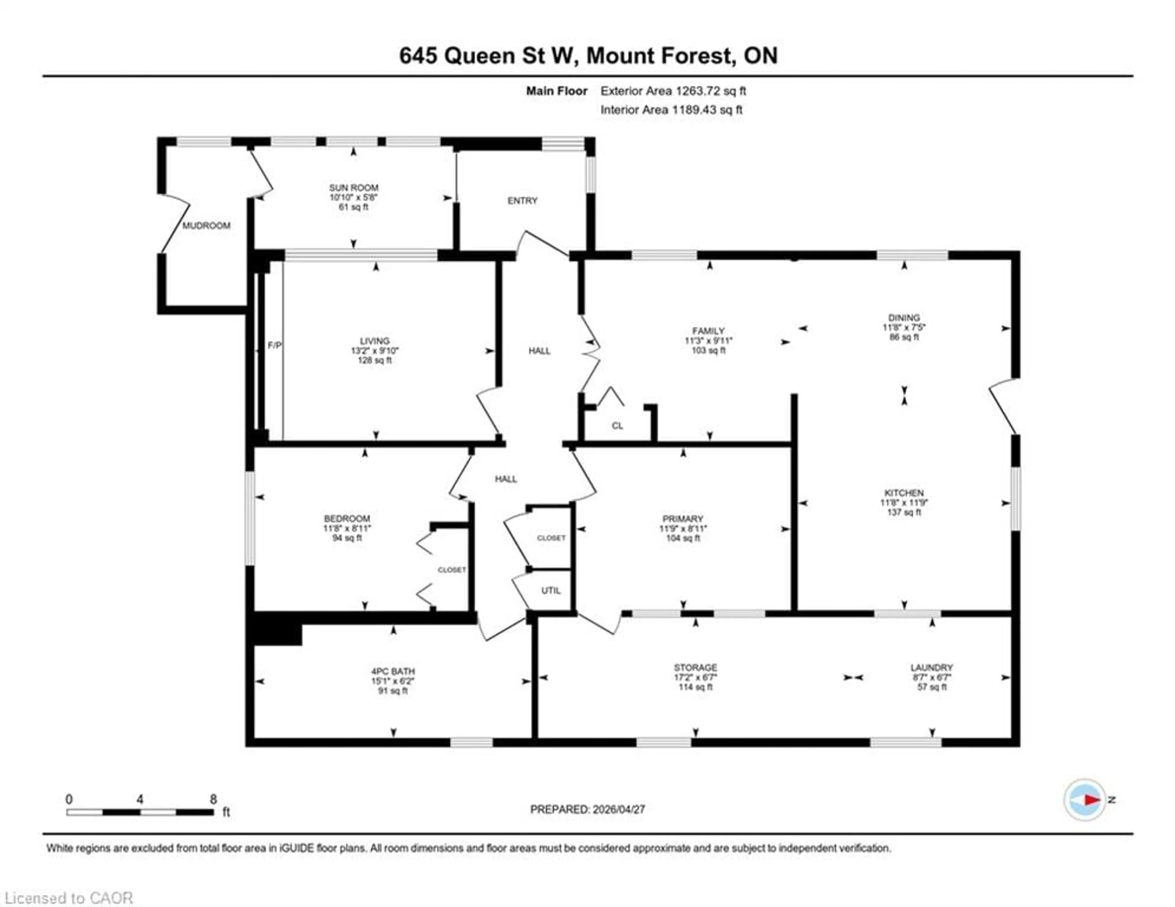 Floor plan for 645 Queen St, Mount Forest Ontario N0G 2L1