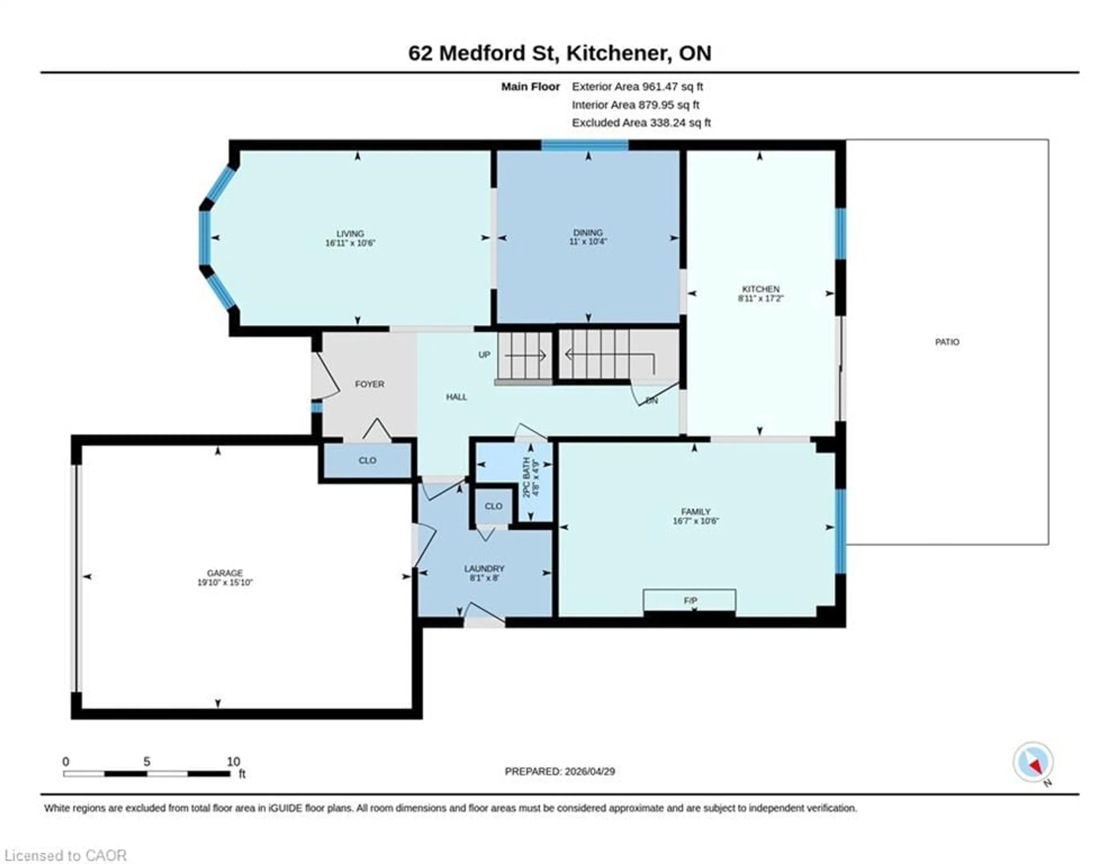 Floor plan for 62 Medford St, Kitchener Ontario N2N 2J1