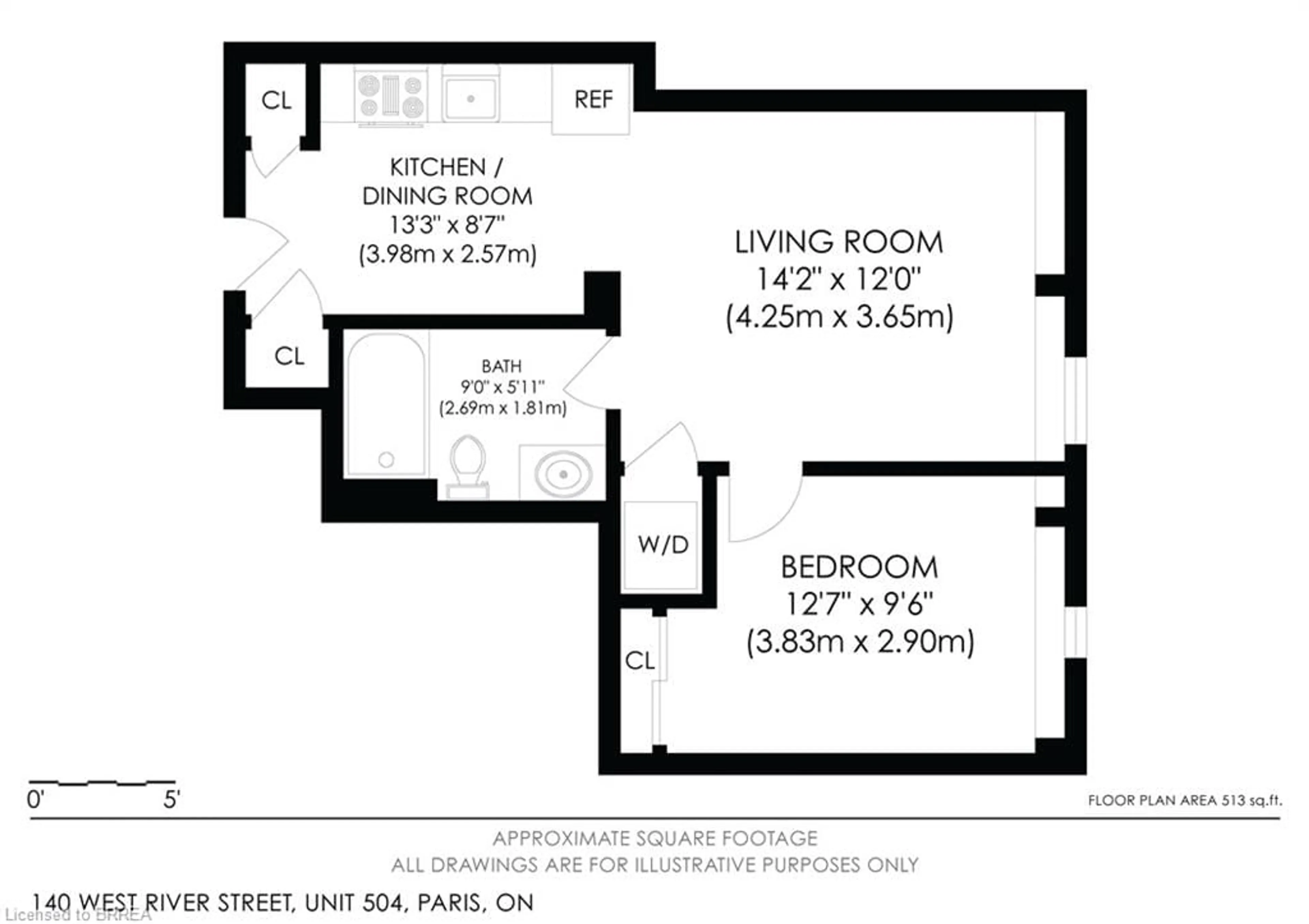 Floor plan for 140 West River St #504, Paris Ontario N3L 0B7