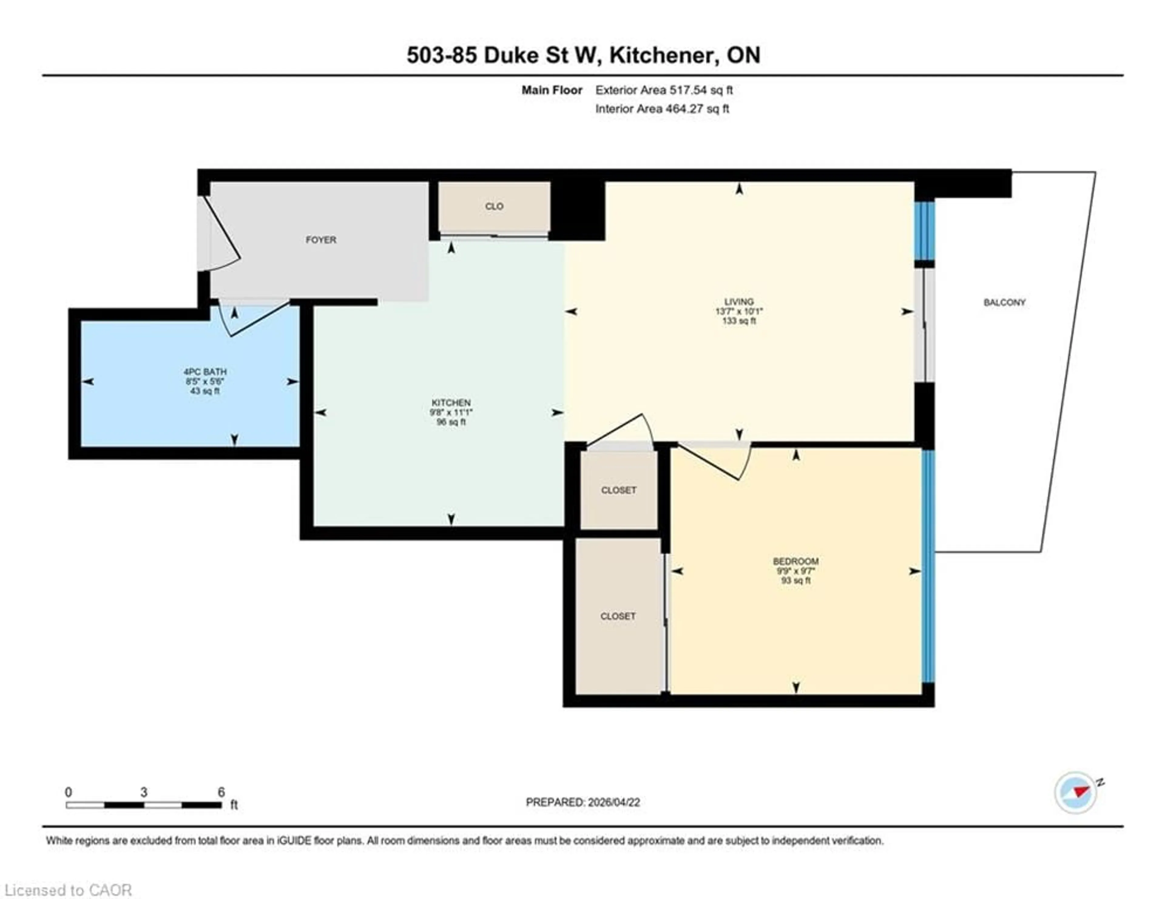 Floor plan for 85 Duke St #503, Kitchener Ontario N2H 0B7