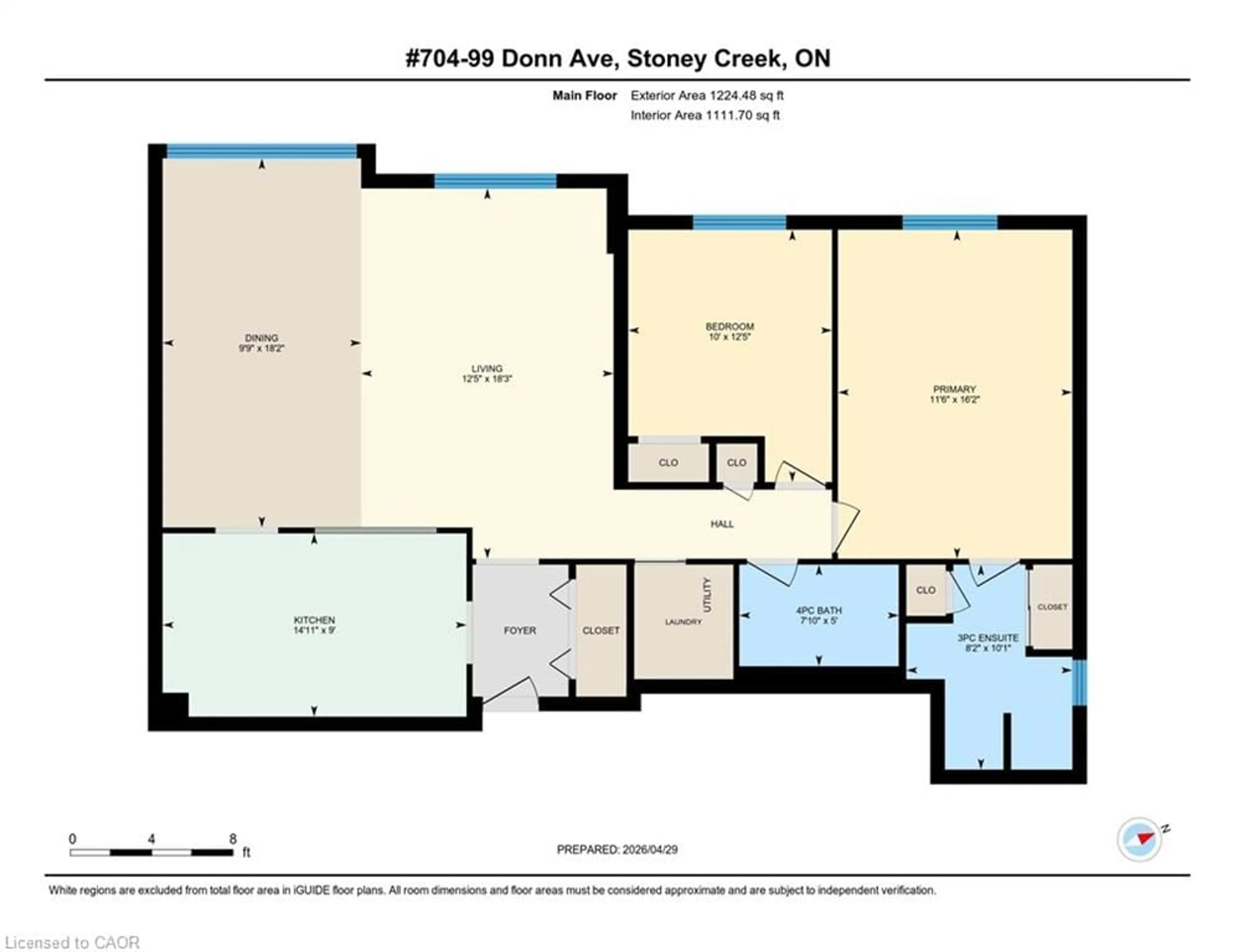 Floor plan for 99 Donn Ave #704, Stoney Creek Ontario L8G 5B2