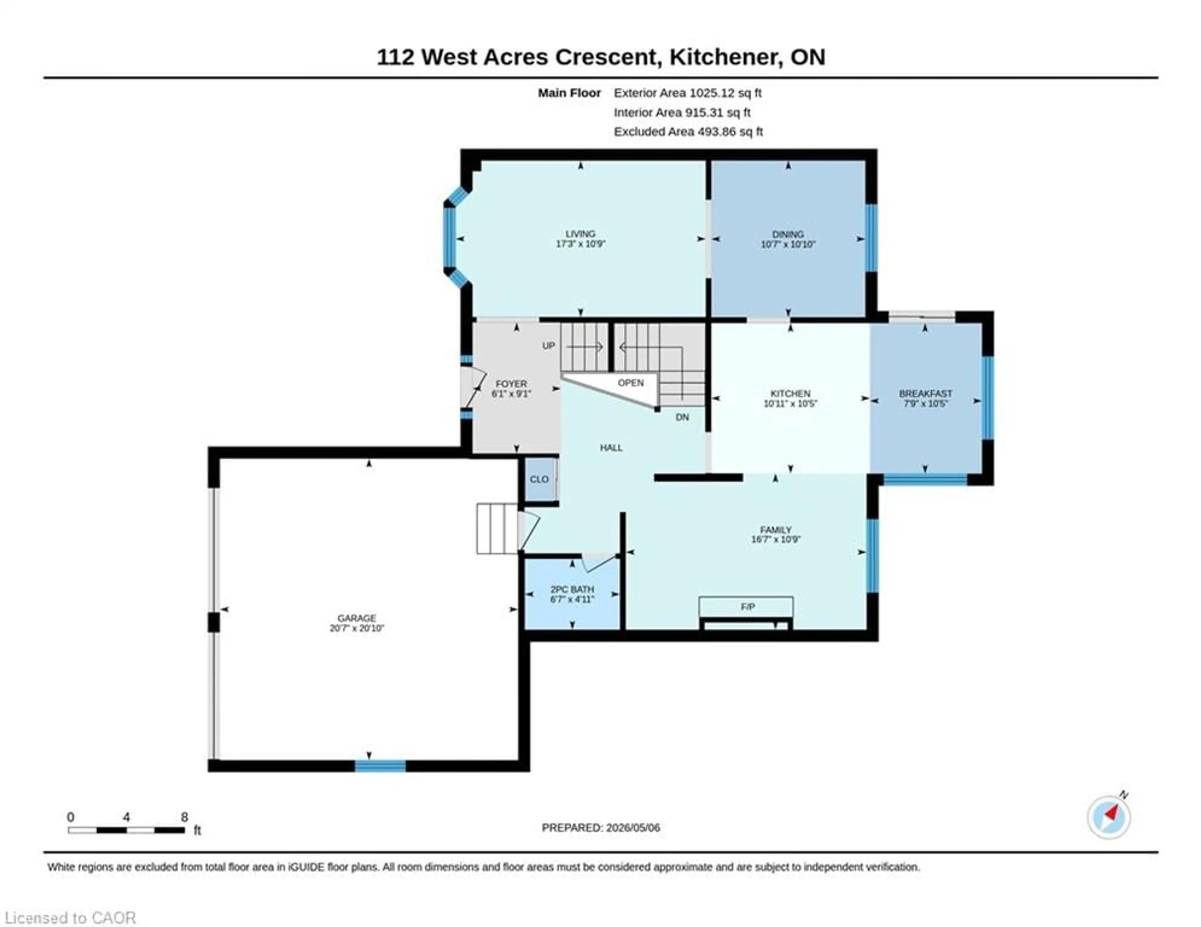 Floor plan for 112 West Acres Cres, Kitchener Ontario N2N 3G8