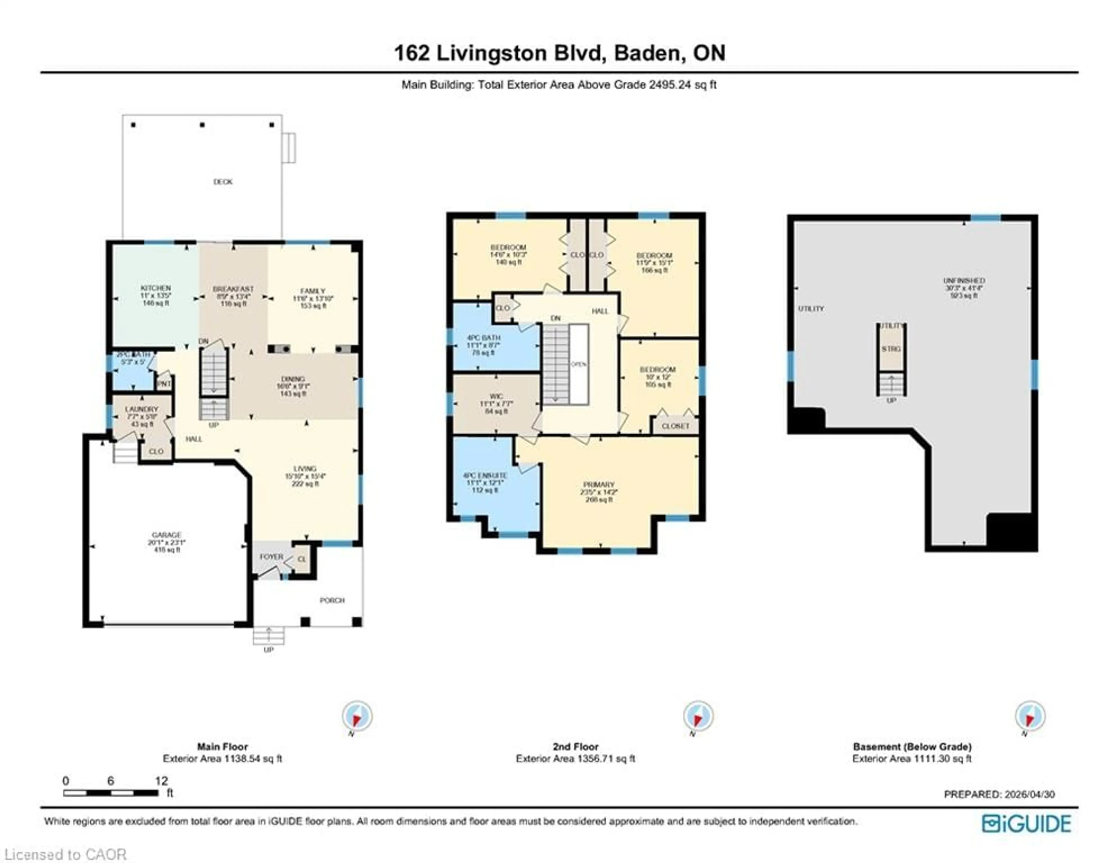 Floor plan for 162 Livingston Blvd, Baden Ontario N3A 4K9