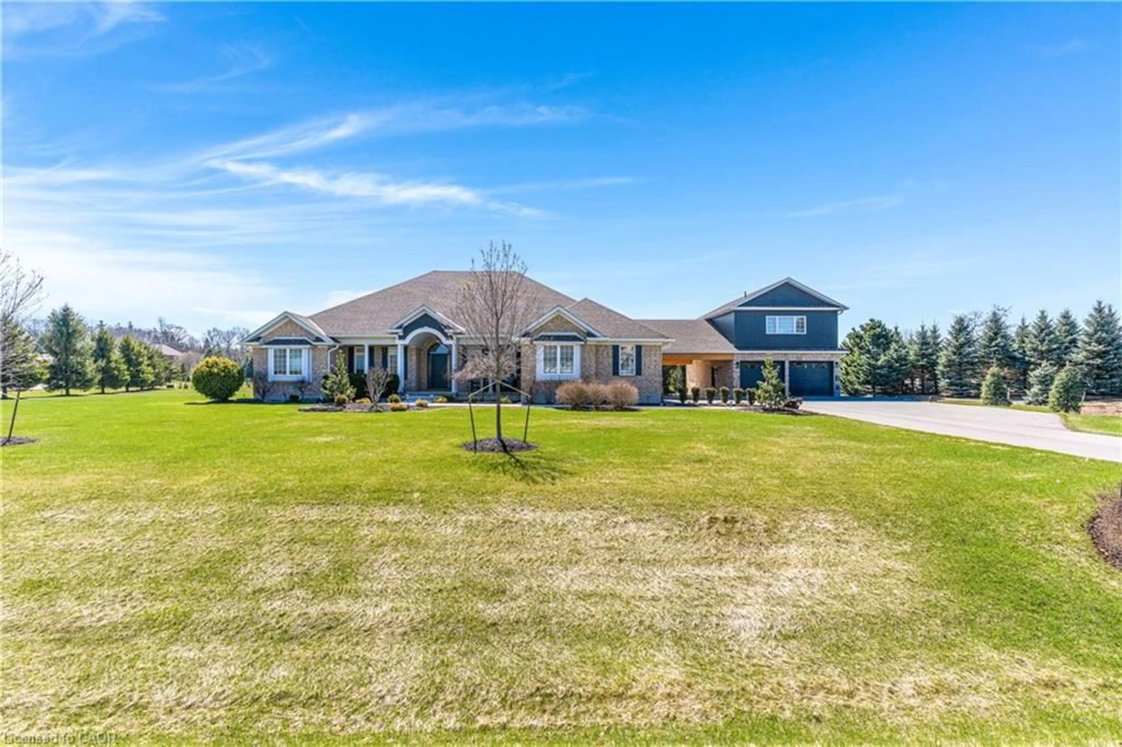 A pic from outside/outdoor area/front of a property/back of a property/a pic from drone, water/lake/river/ocean view for 2 Cloverlea Cres, St. George Ontario N0E 1N0