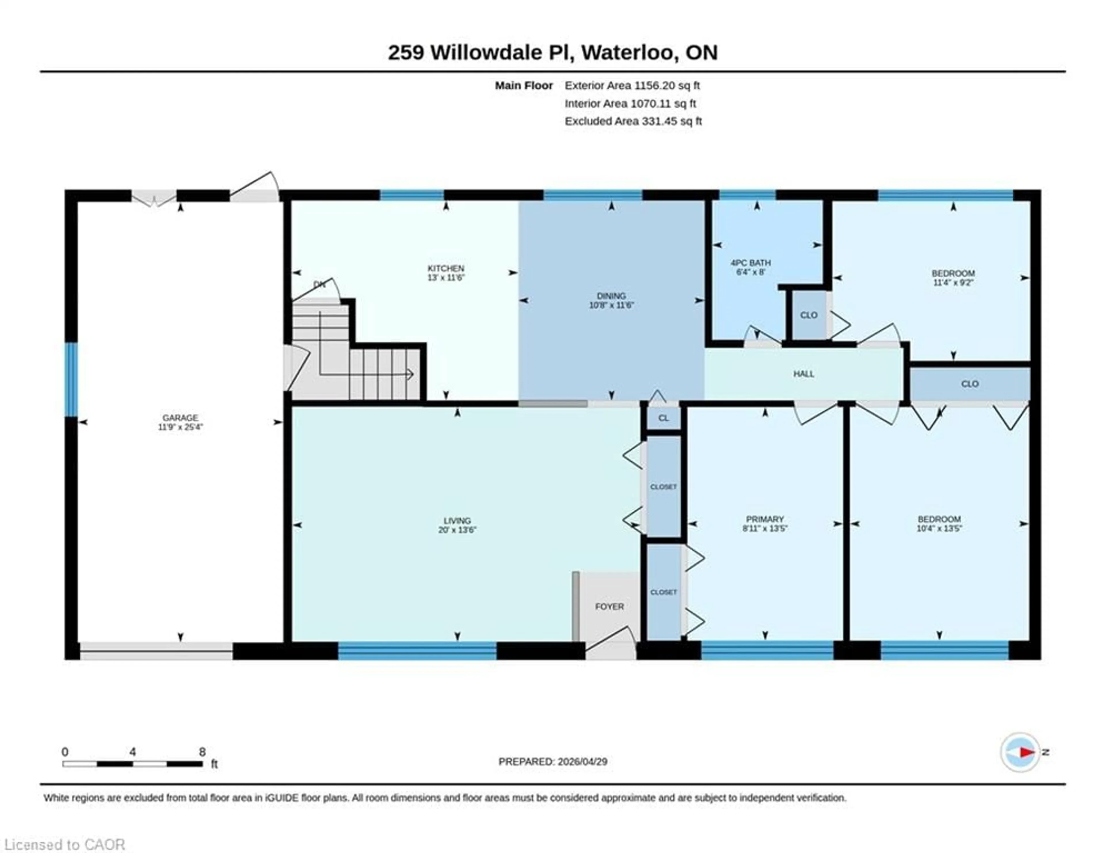 Floor plan for 259 Willowdale Pl, Waterloo Ontario N2J 3M5
