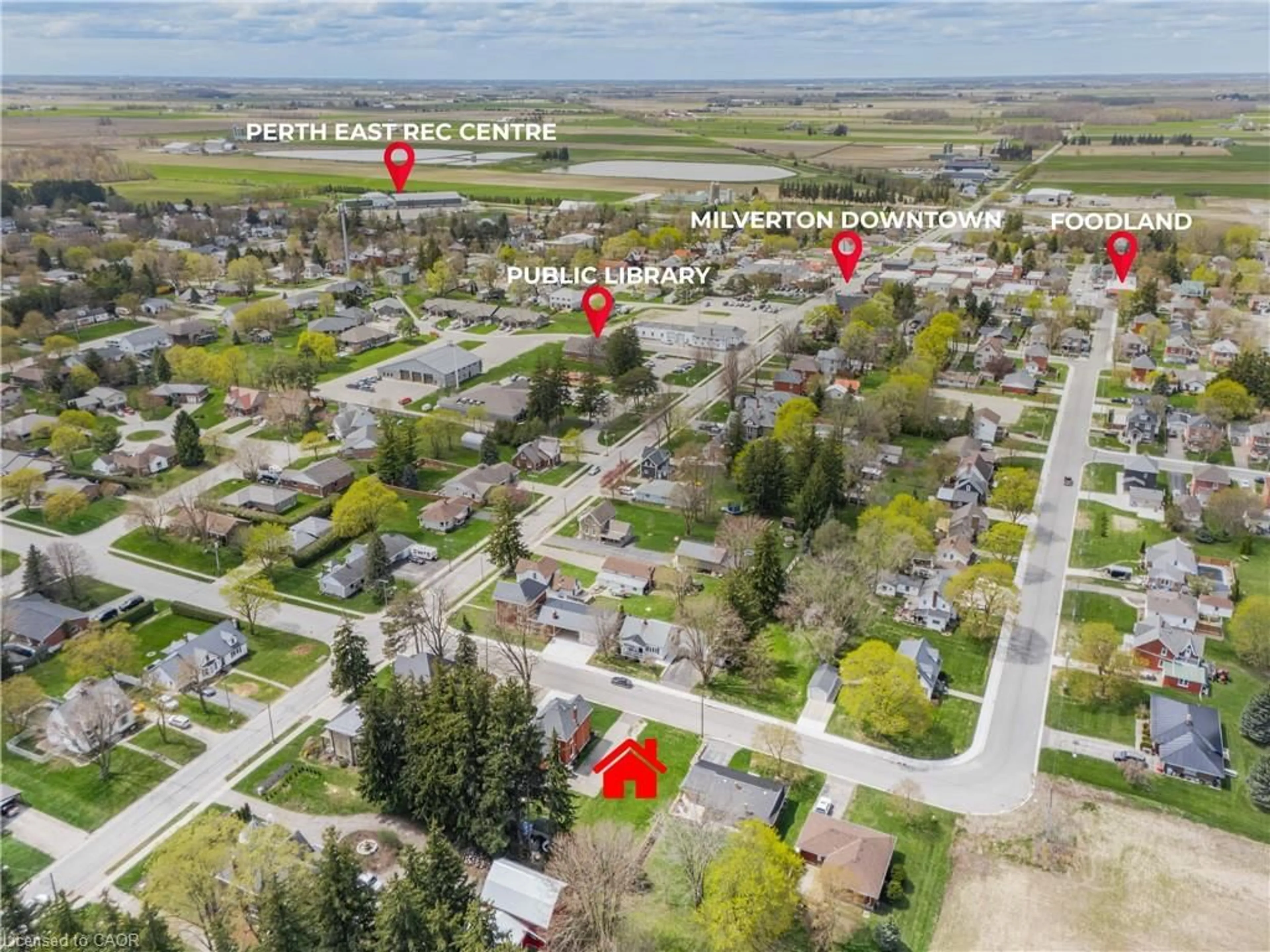 A pic from outside/outdoor area/front of a property/back of a property/a pic from drone, street for 5 St. Mary's St, Milverton Ontario N0K 1M0