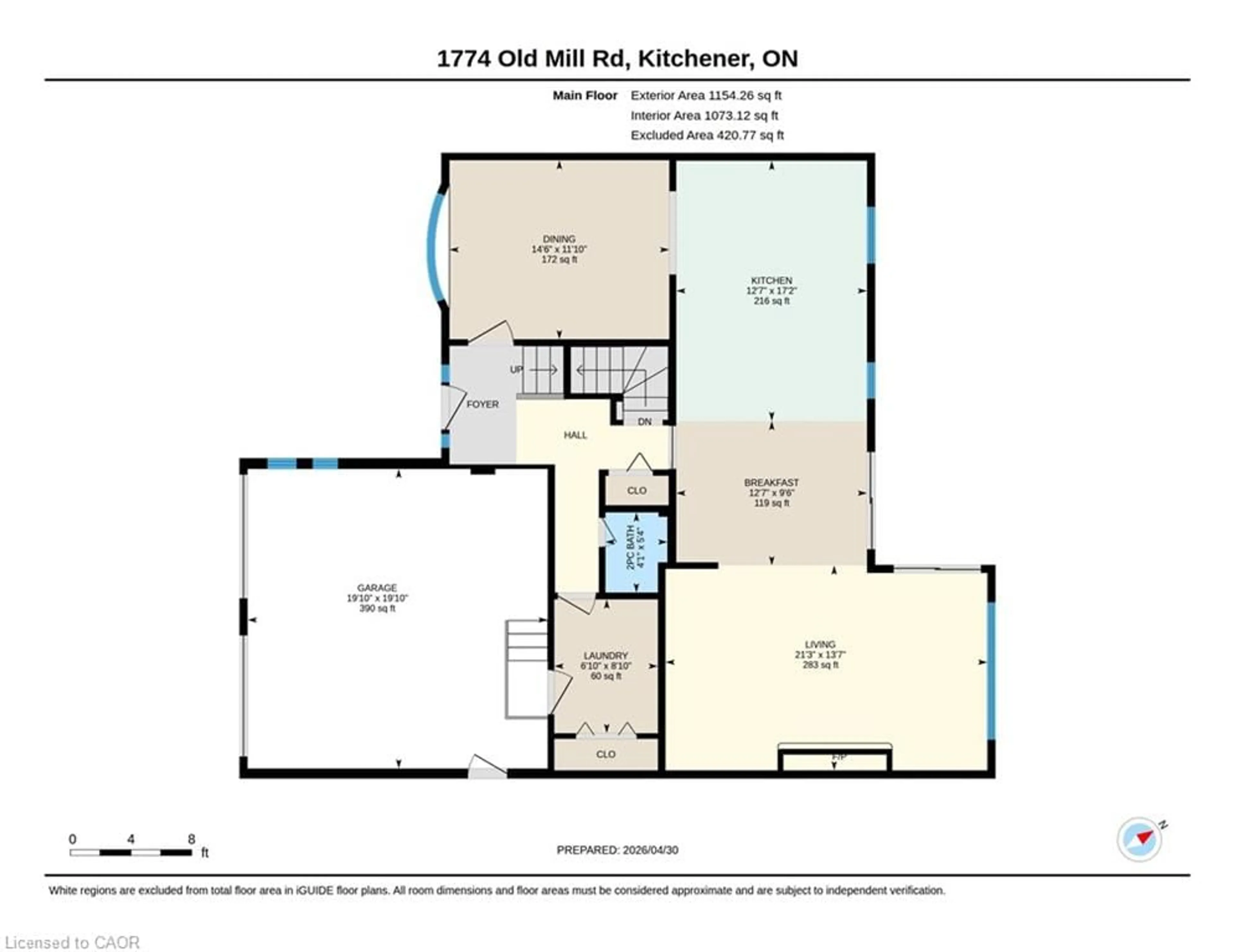 Floor plan for 1774 Old Mill Rd, Kitchener Ontario N2P 1Z5