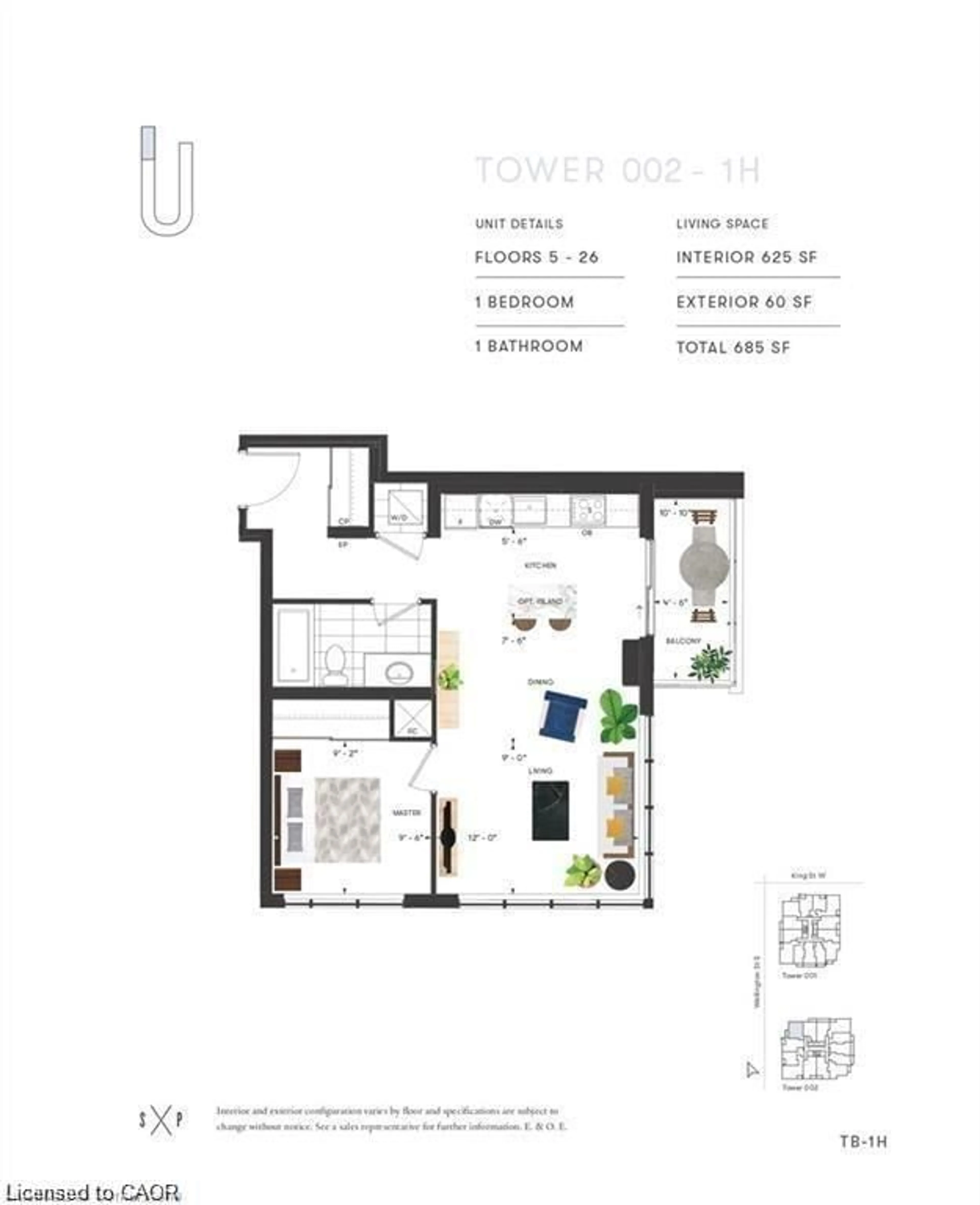 Floor plan for 15 Wellington St #2612, Kitchener Ontario N2G 0E4