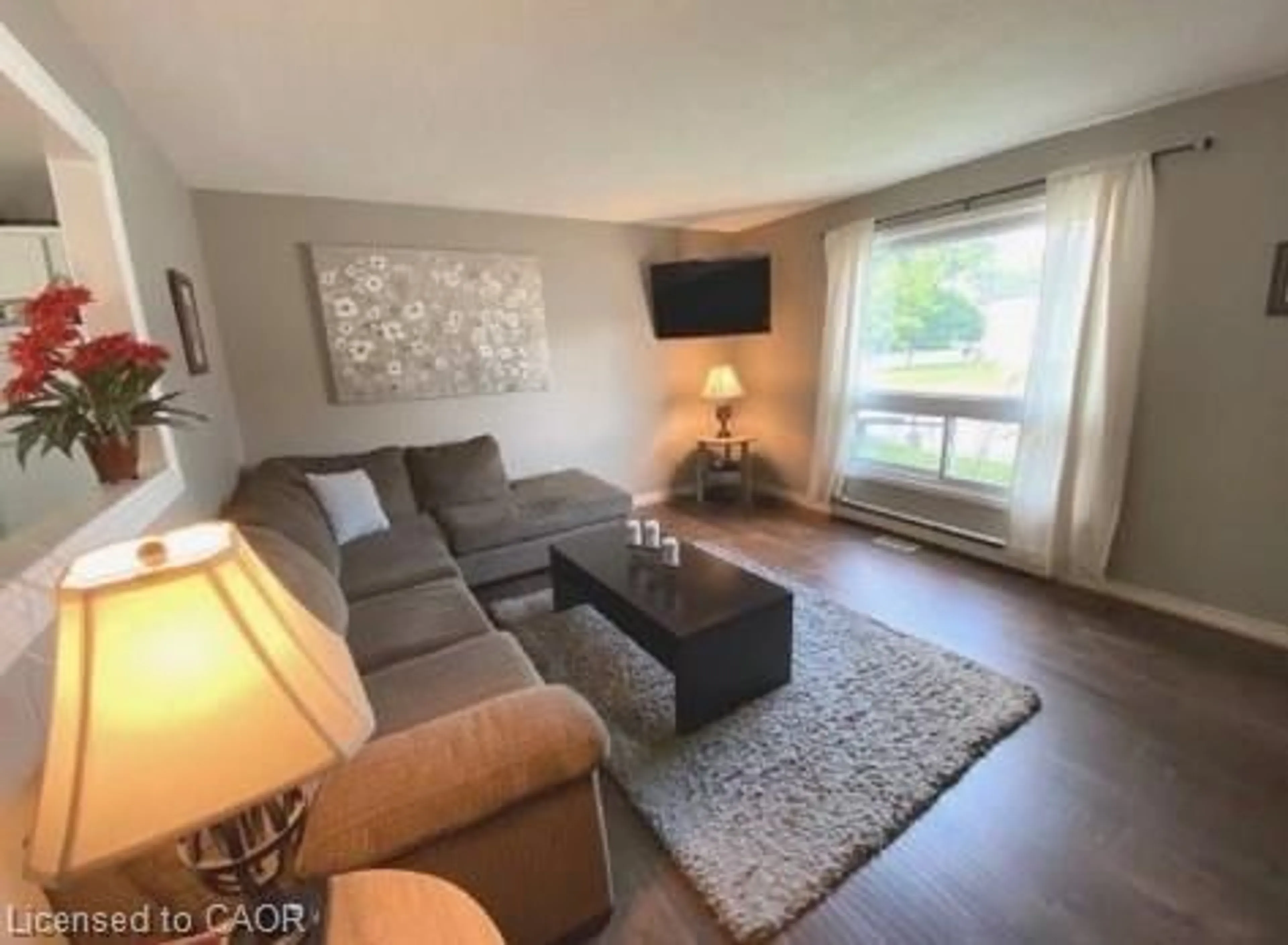 Living room with furniture, wood/laminate floor for 406 Queen St, Delhi Ontario N4B 2L3