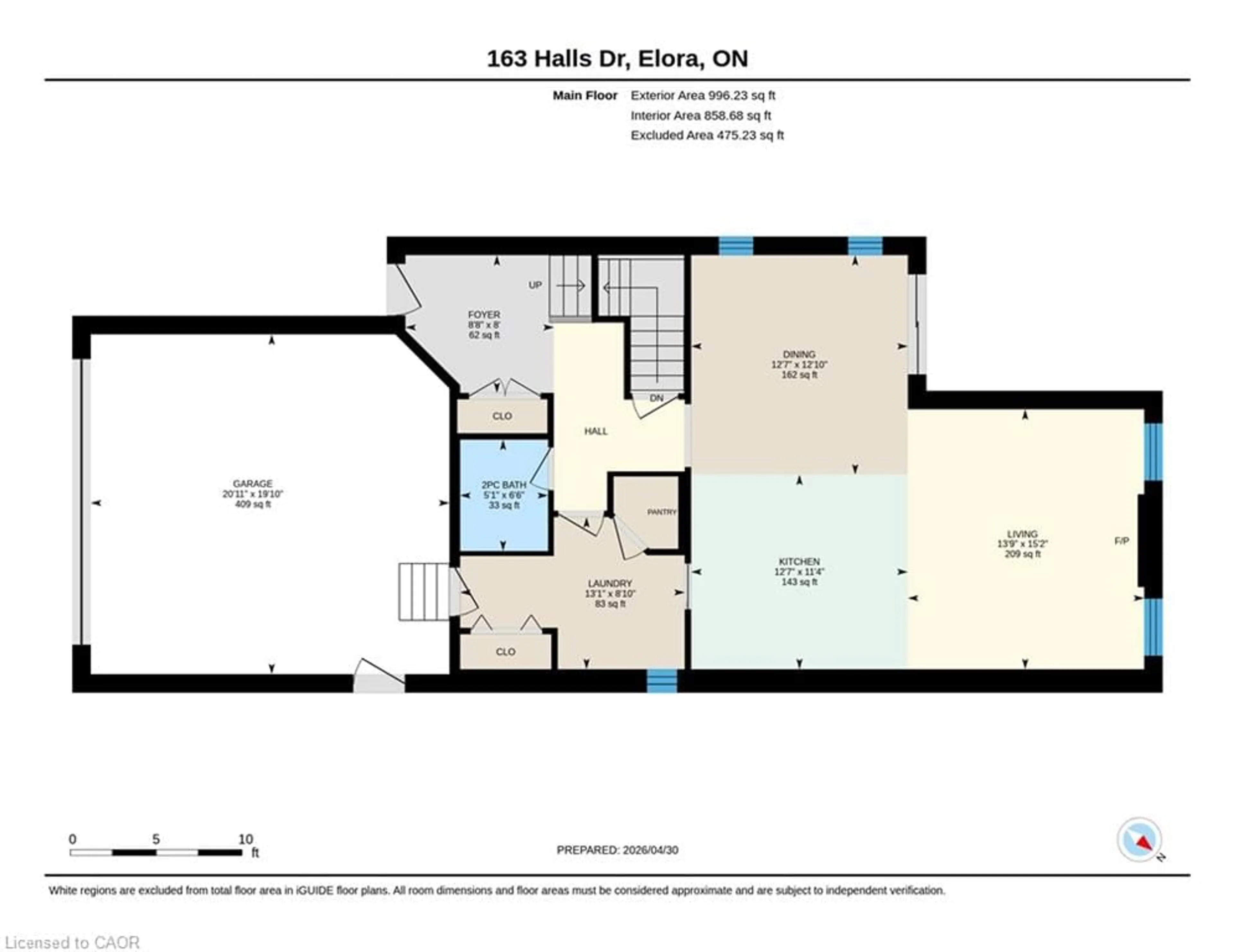 Floor plan for 163 Halls Dr, Elora Ontario N0B 1S0