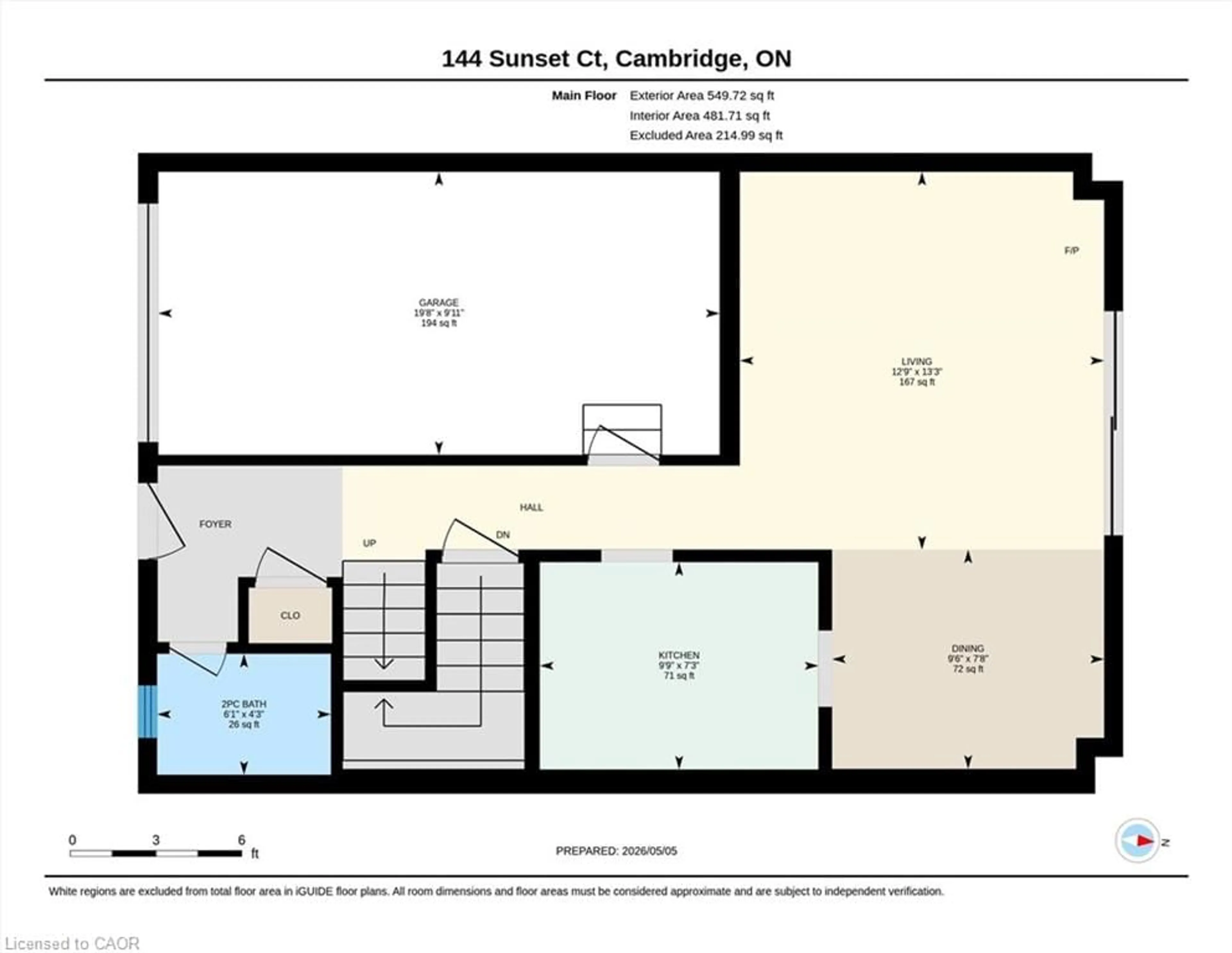 Floor plan for 144 Sunset Crt, Cambridge Ontario N1S 4M8
