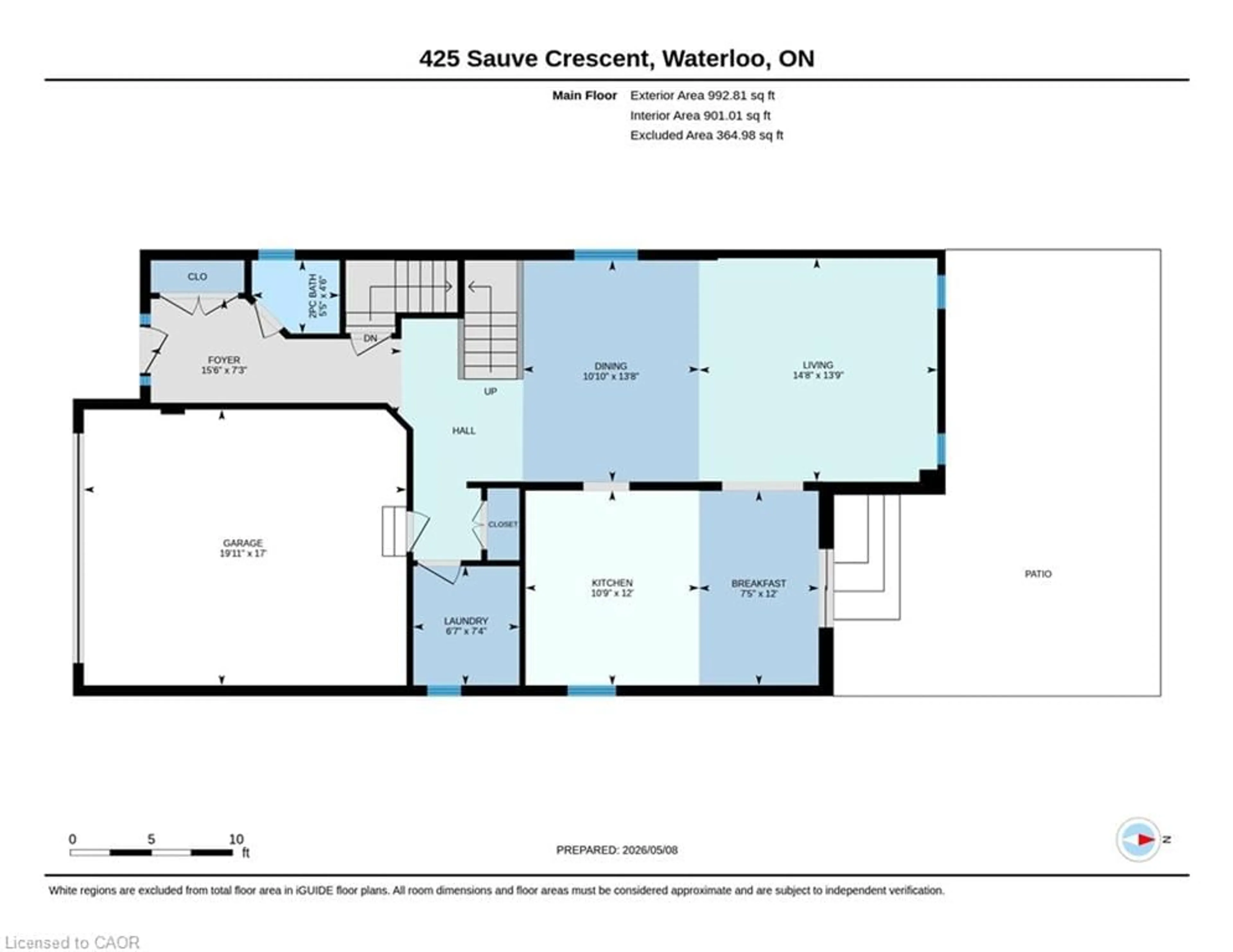 Floor plan for 425 Sauve Cres, Waterloo Ontario N2T 2Y8