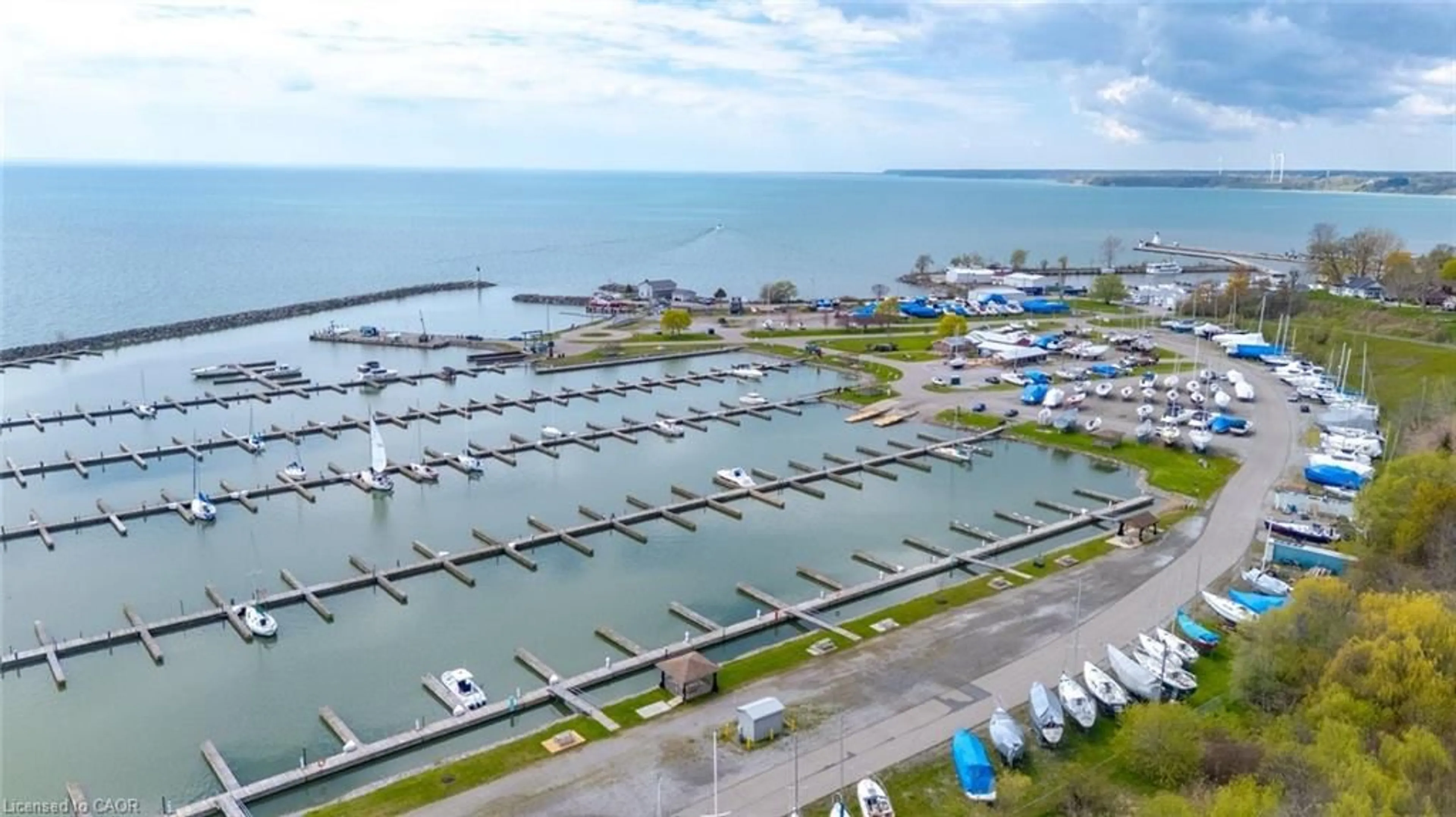 A pic from outside/outdoor area/front of a property/back of a property/a pic from drone, water/lake/river/ocean view for 2039 Erie St, Port Dover Ontario N0A 1N7