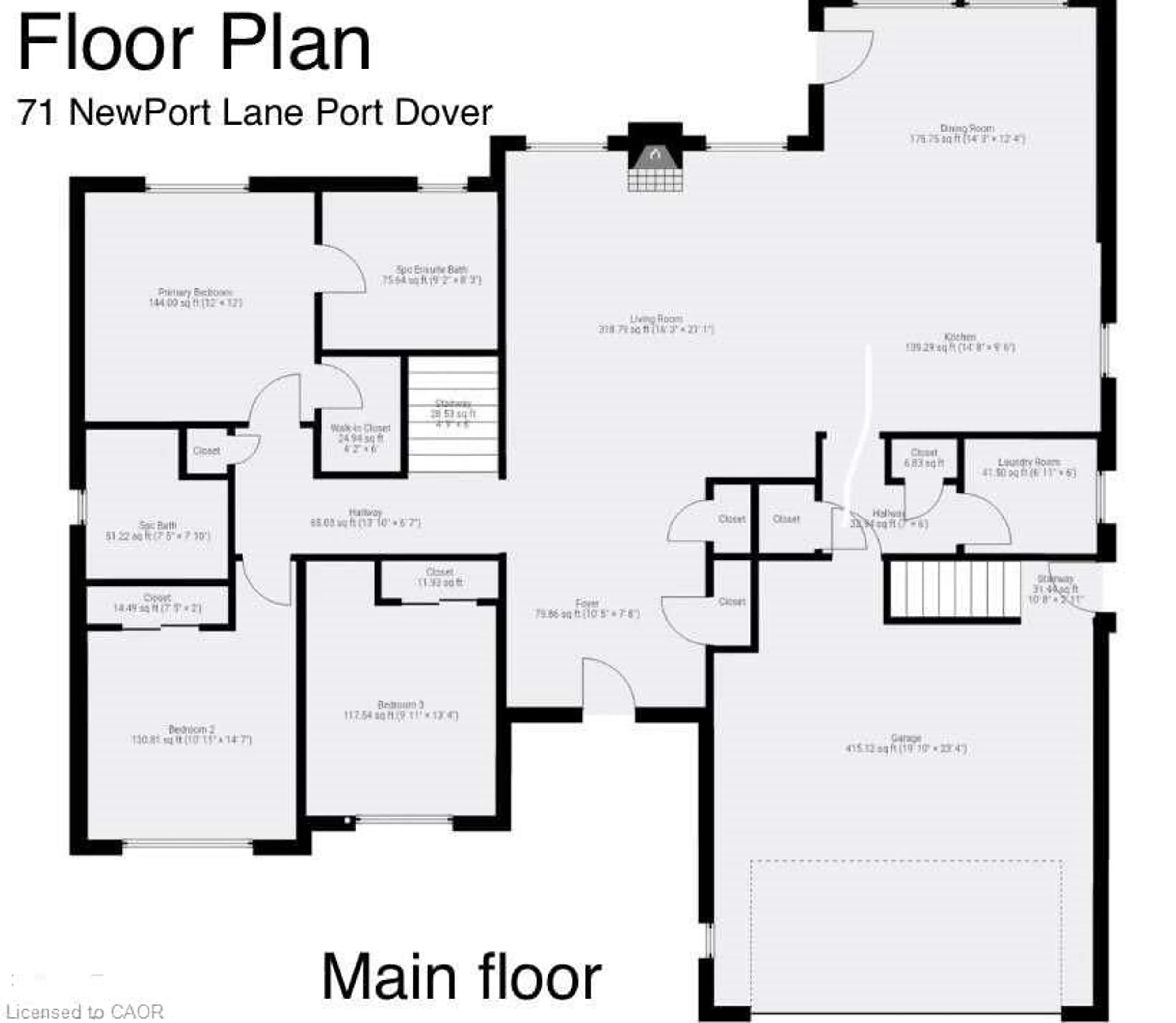 Floor plan for 71 Newport Lane, Port Dover Ontario N0A 1N7