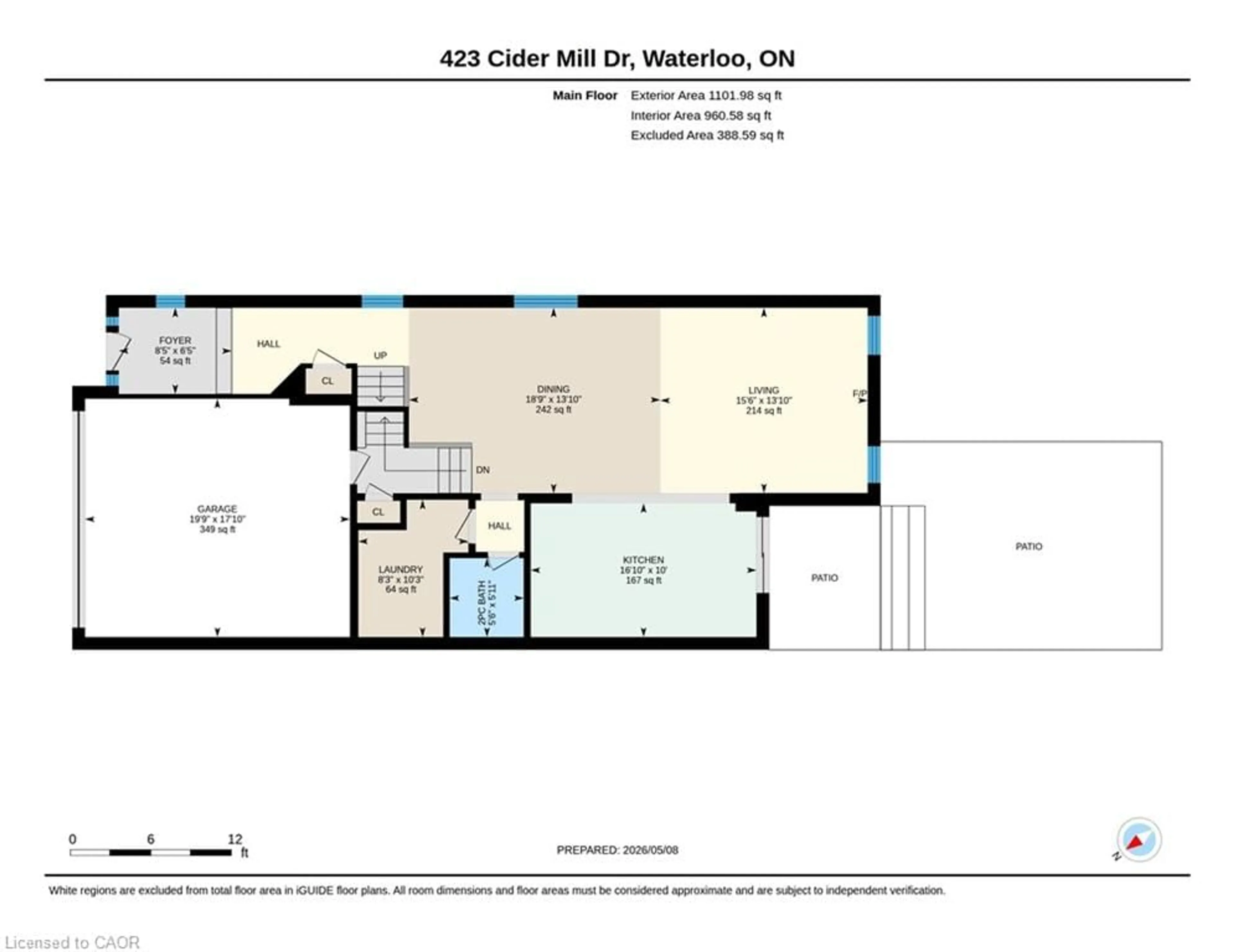 Floor plan for 423 Cider Mill Dr, Waterloo Ontario N2K 0C9