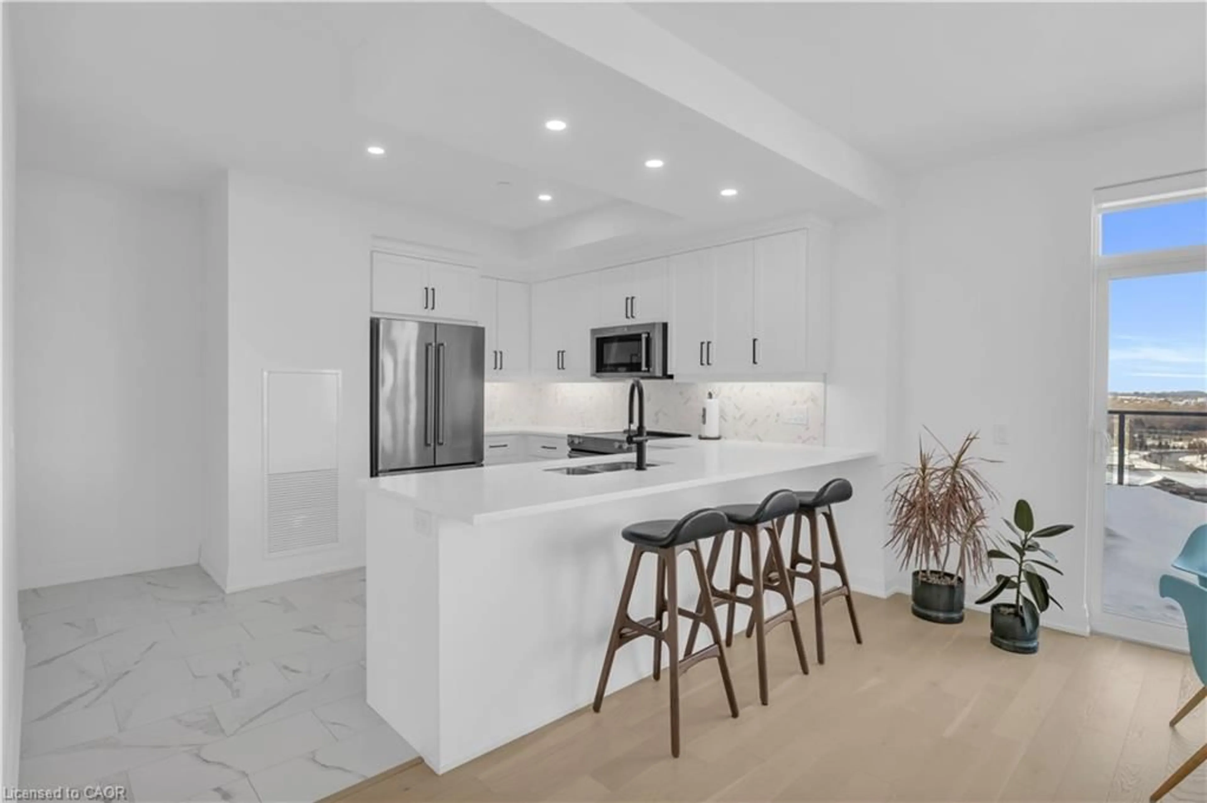 Open concept kitchen, ceramic/tile floor for 71 Wyndham St #1105, Guelph Ontario N1E 5R3