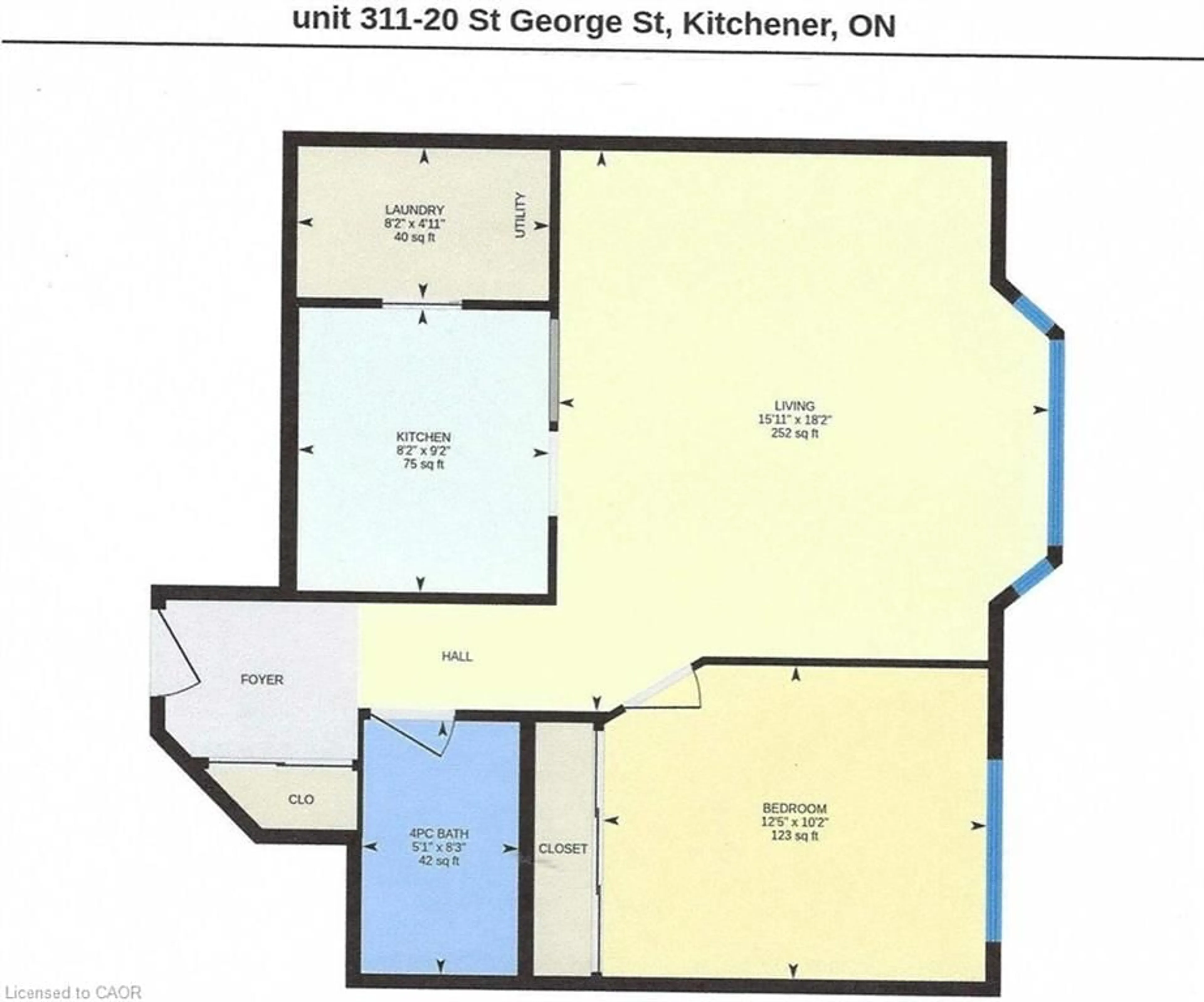 Floor plan for 20 St George St #311, Kitchener Ontario N2G 2S7