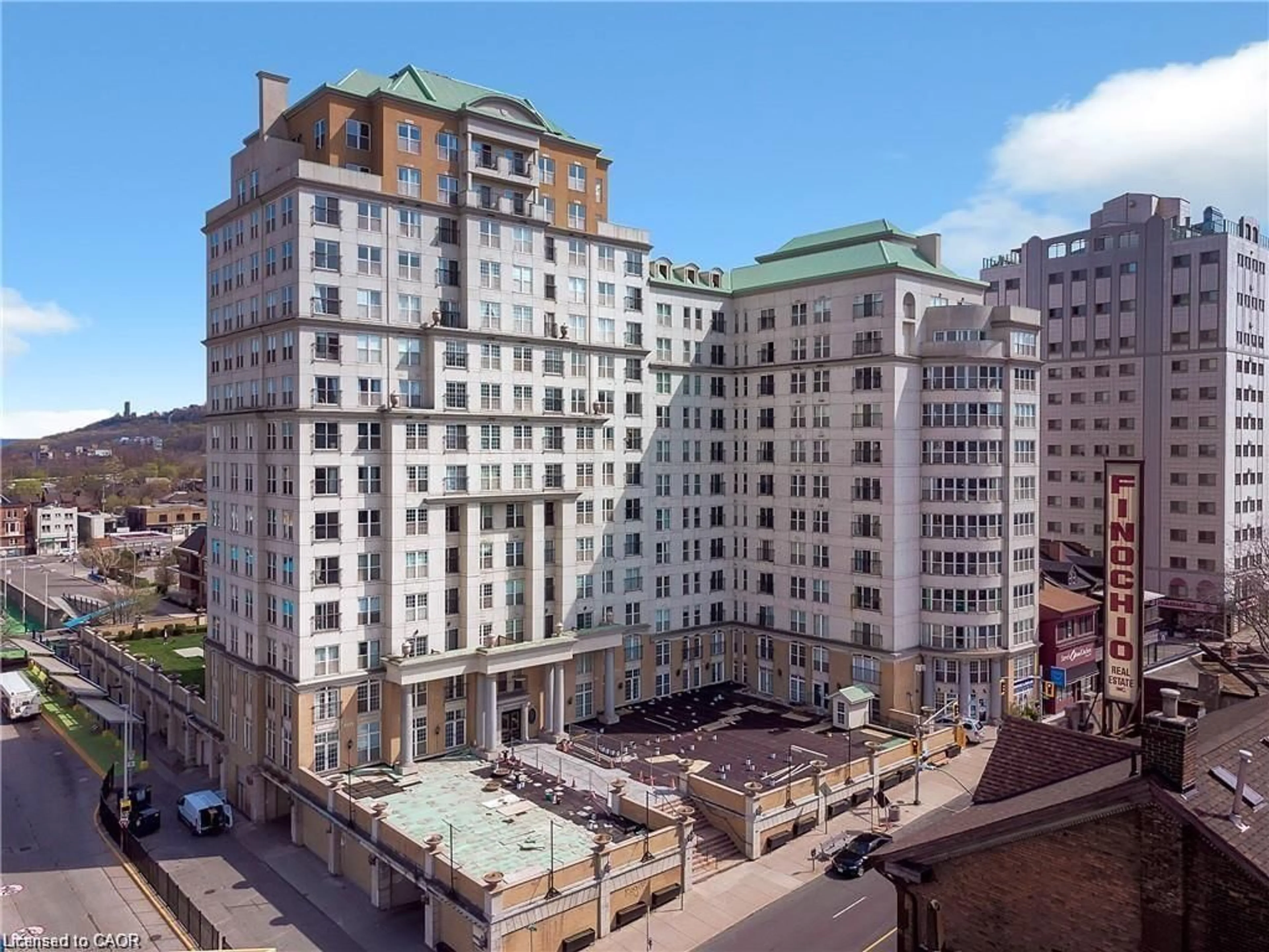A pic from outside/outdoor area/front of a property/back of a property/a pic from drone, city buildings view from balcony for 135 James St #314, Hamilton Ontario L8P 2Z6
