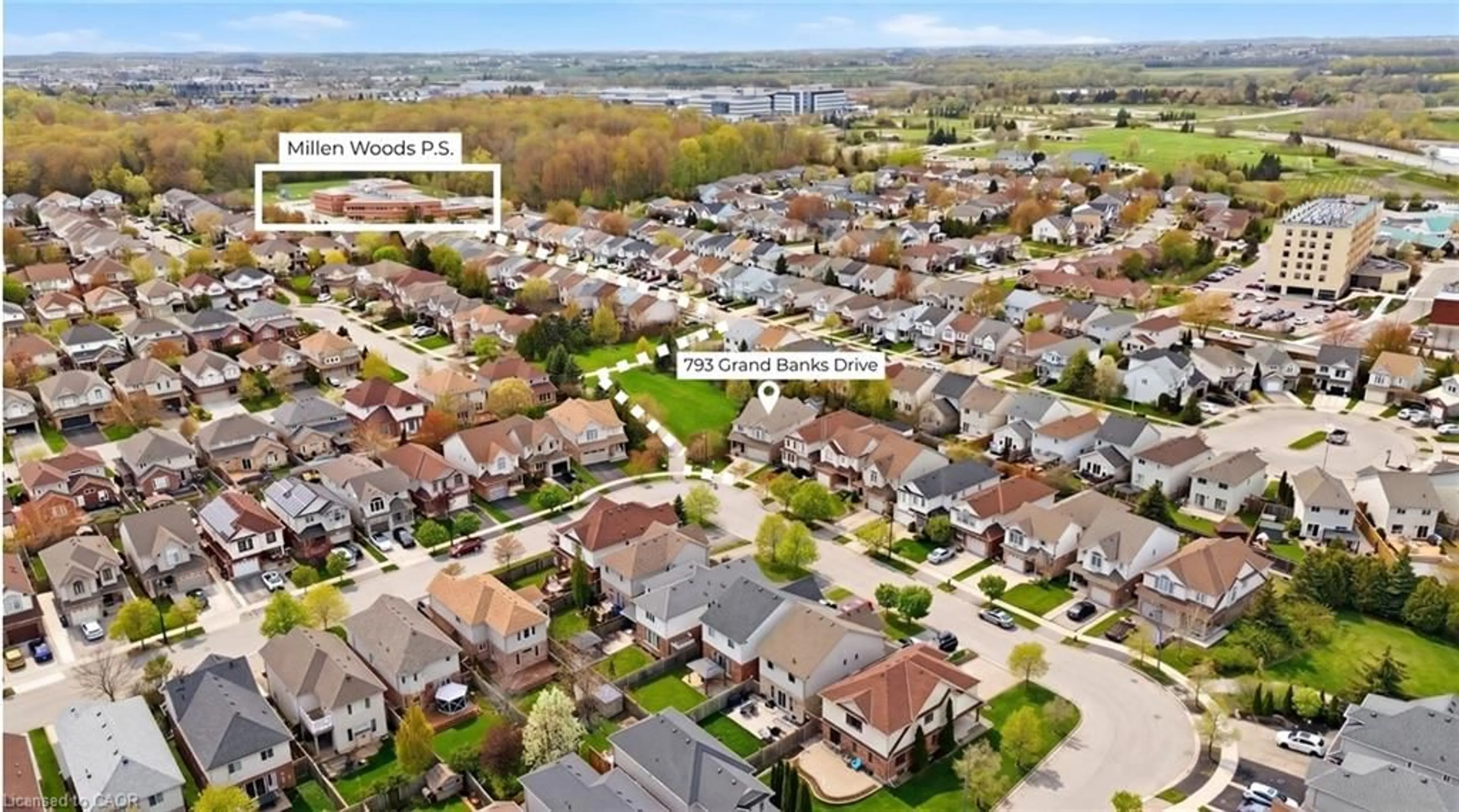 A pic from outside/outdoor area/front of a property/back of a property/a pic from drone, street for 793 Grand Banks Dr, Waterloo Ontario N2K 4N3