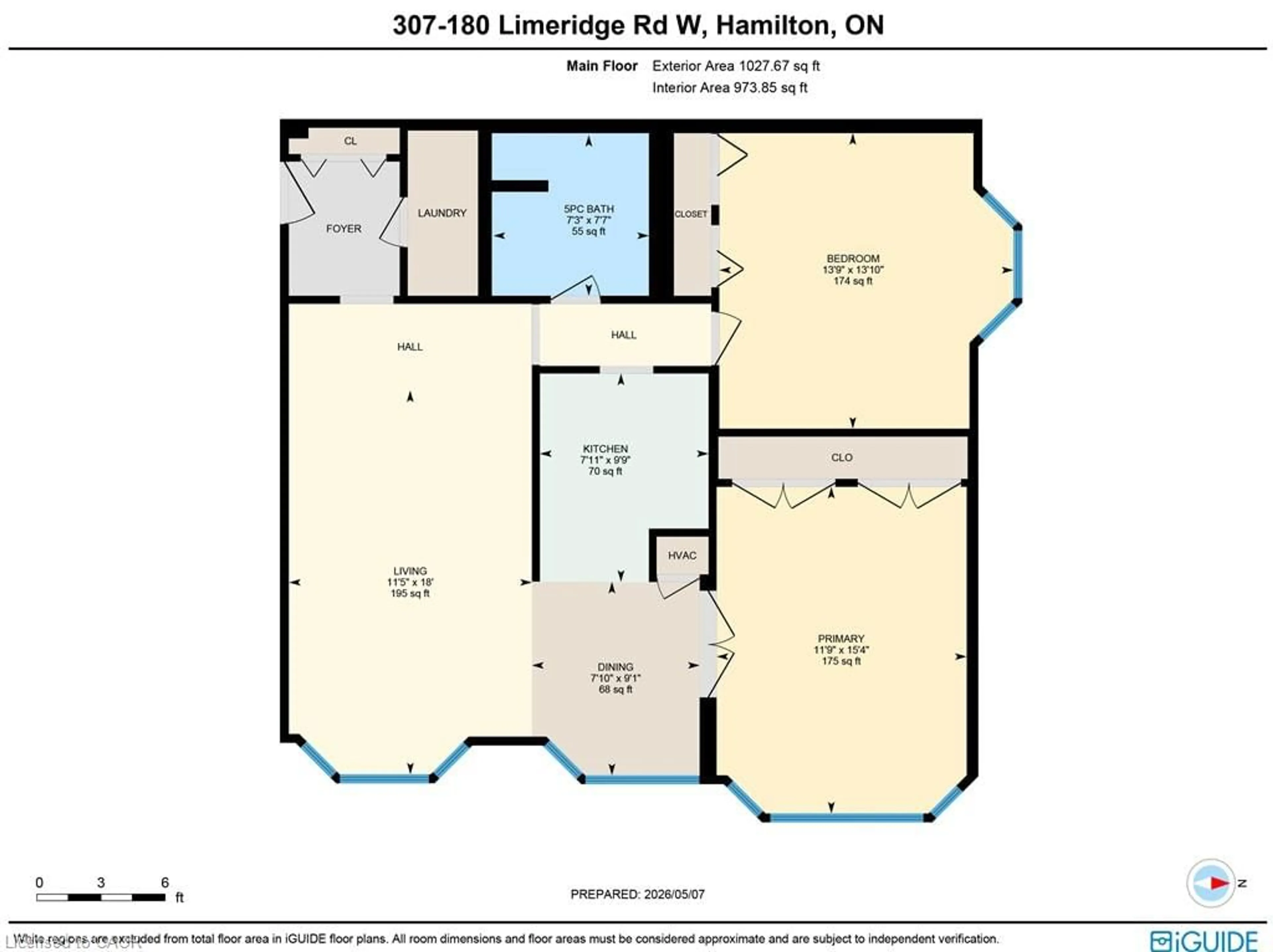 Floor plan for 180 Limeridge Rd #307, Hamilton Ontario L9C 7C7