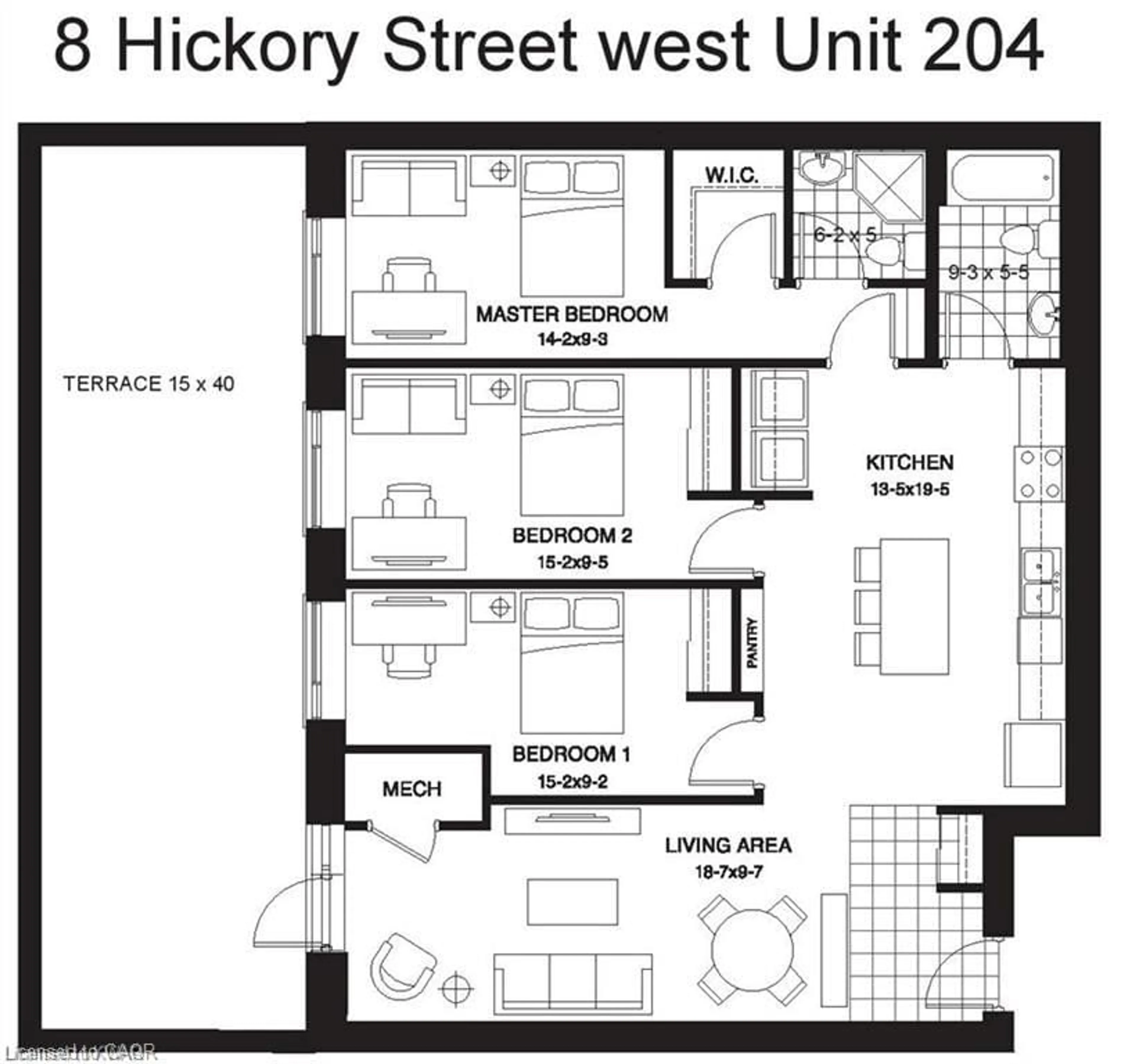Floor plan for 8 Hickory St #204, Waterloo Ontario N2L 3H6