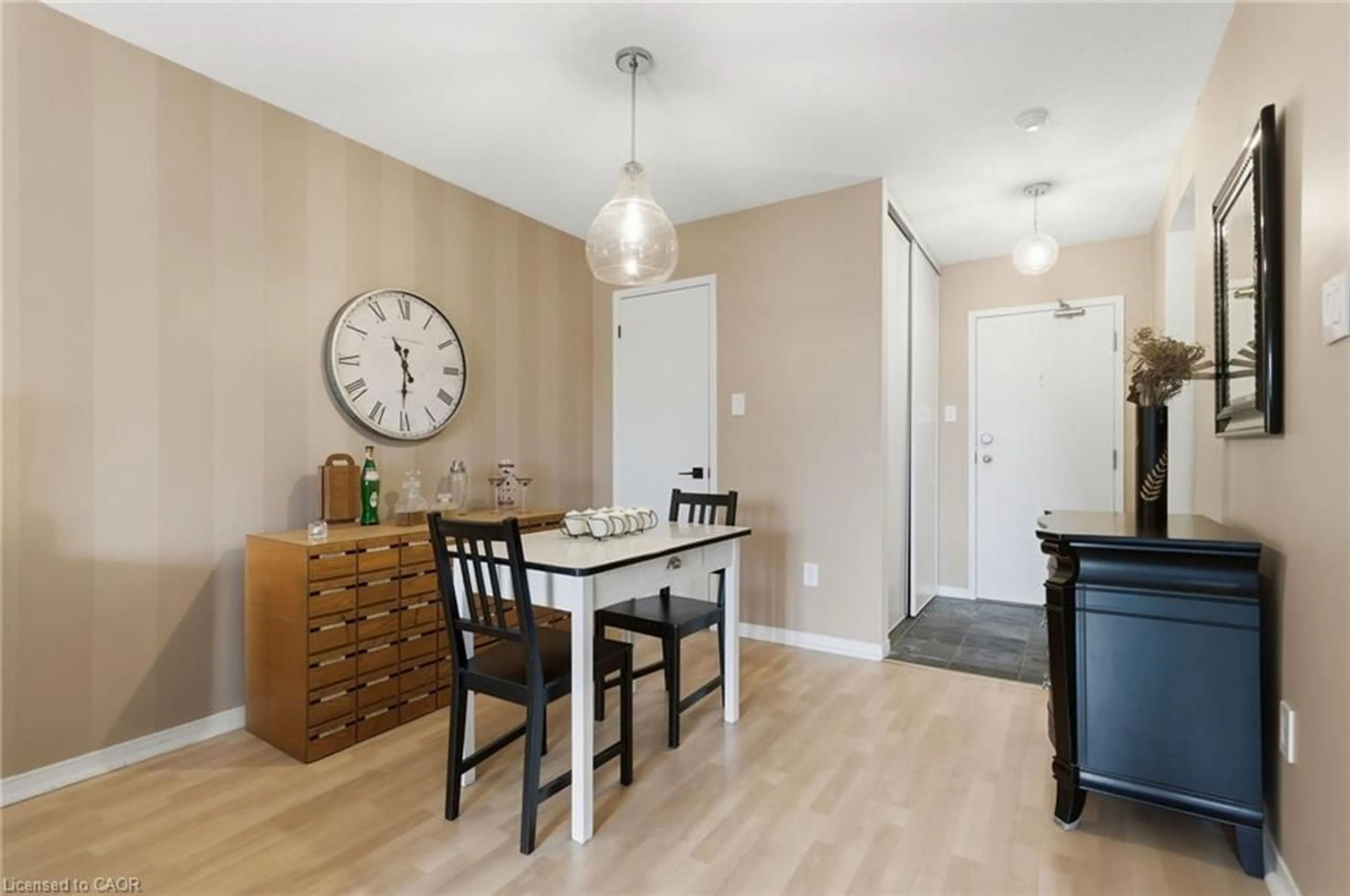 Dining room, wood/laminate floor for 211 Forum Dr #302C, Mississauga Ontario L4Z 4C1