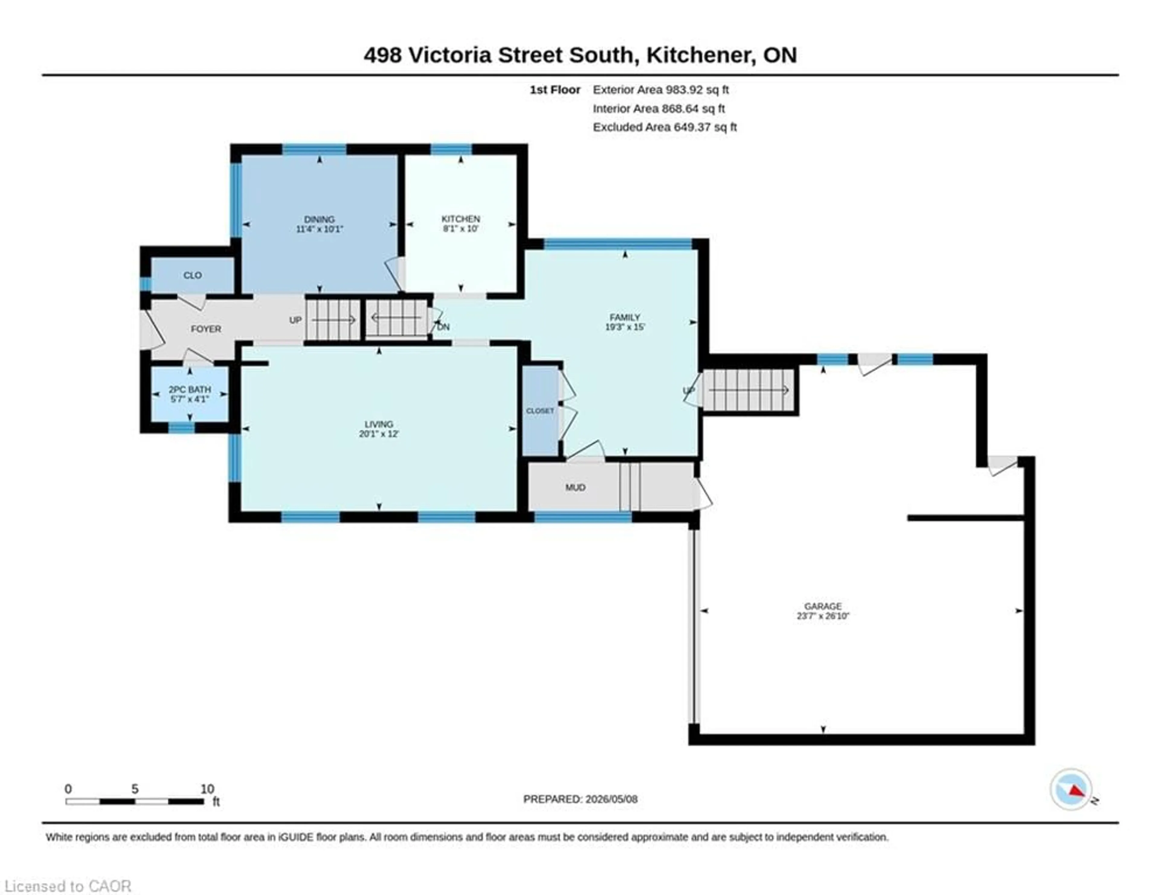 Floor plan for 498 Victoria St, Kitchener Ontario N2M 3A7