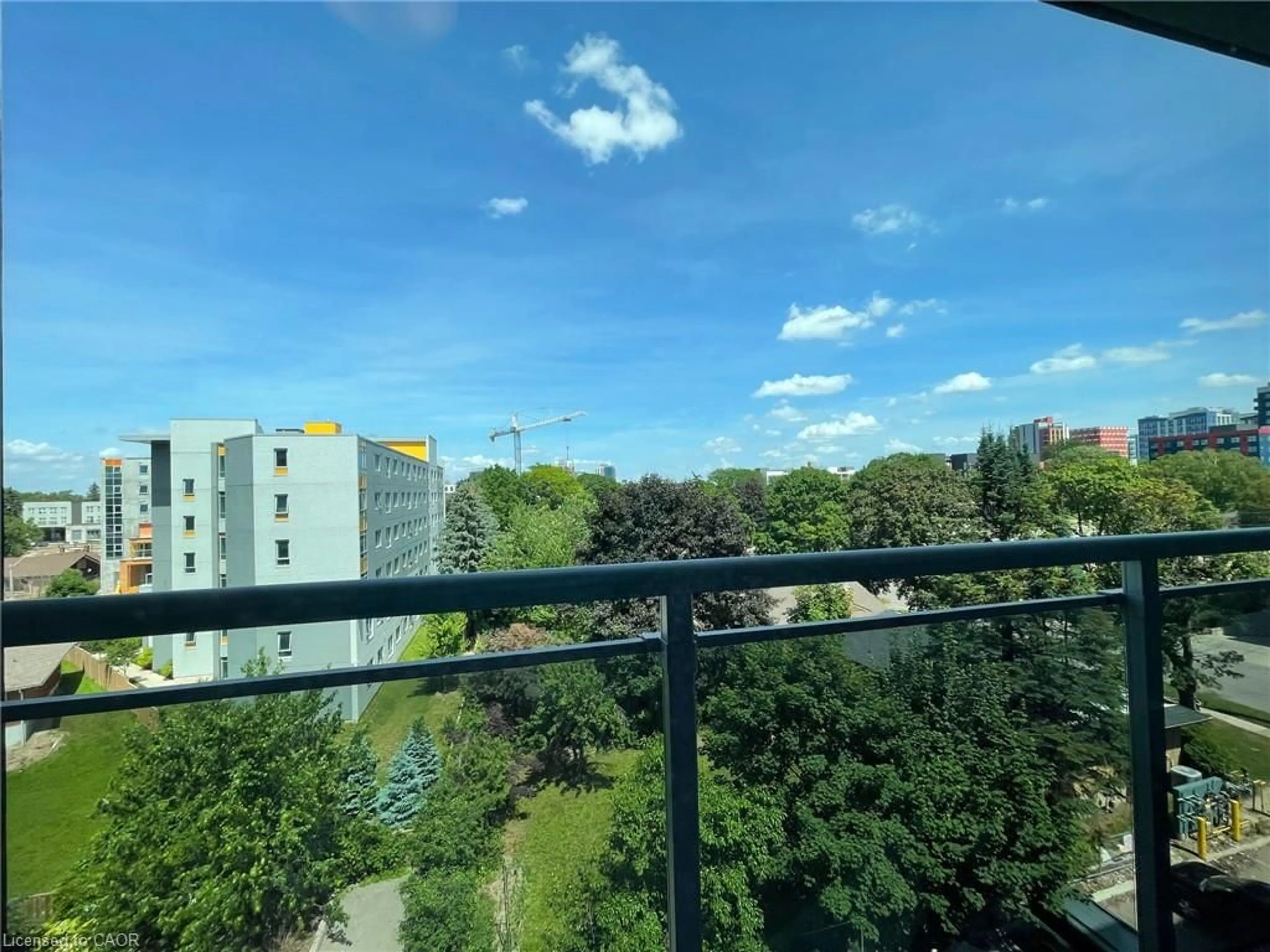 Balcony in the apartment, city buildings view from balcony for 308 Lester St #531, Waterloo Ontario N2L 3W6