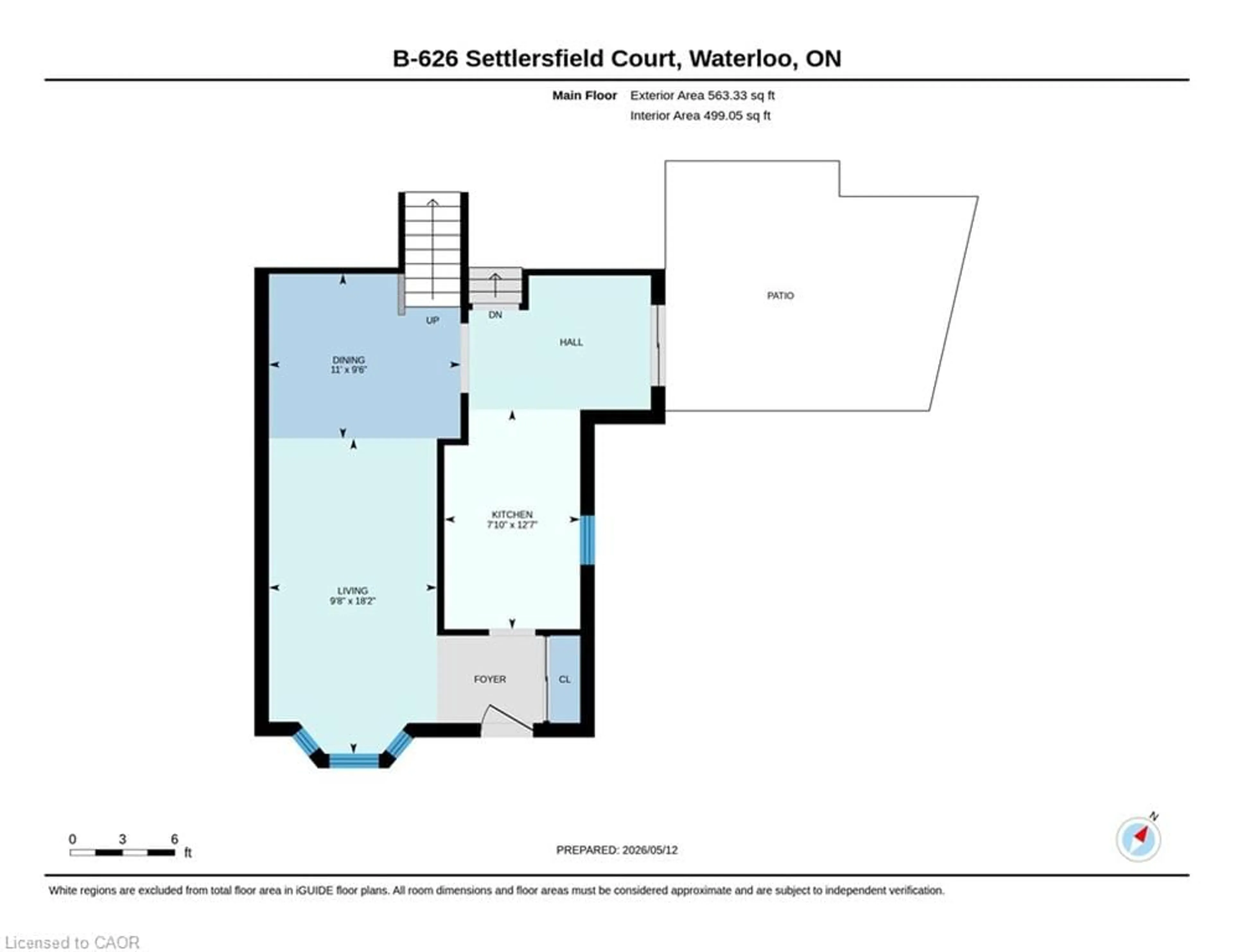 Floor plan for 626 Settlersfield Crt #B, Waterloo Ontario N2T 2K6