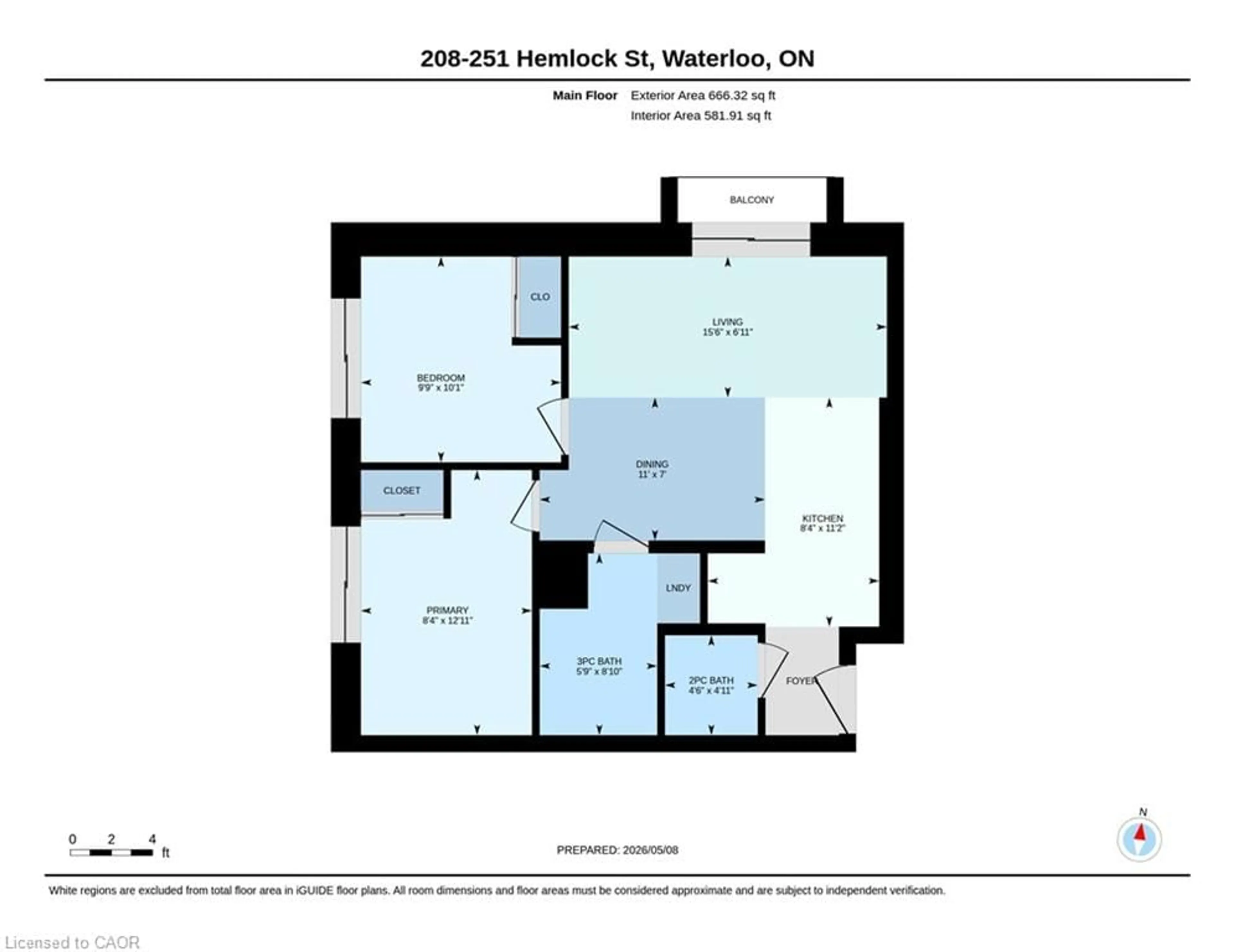Floor plan for 251 Hemlock St #208, Waterloo Ontario N2L 0H2