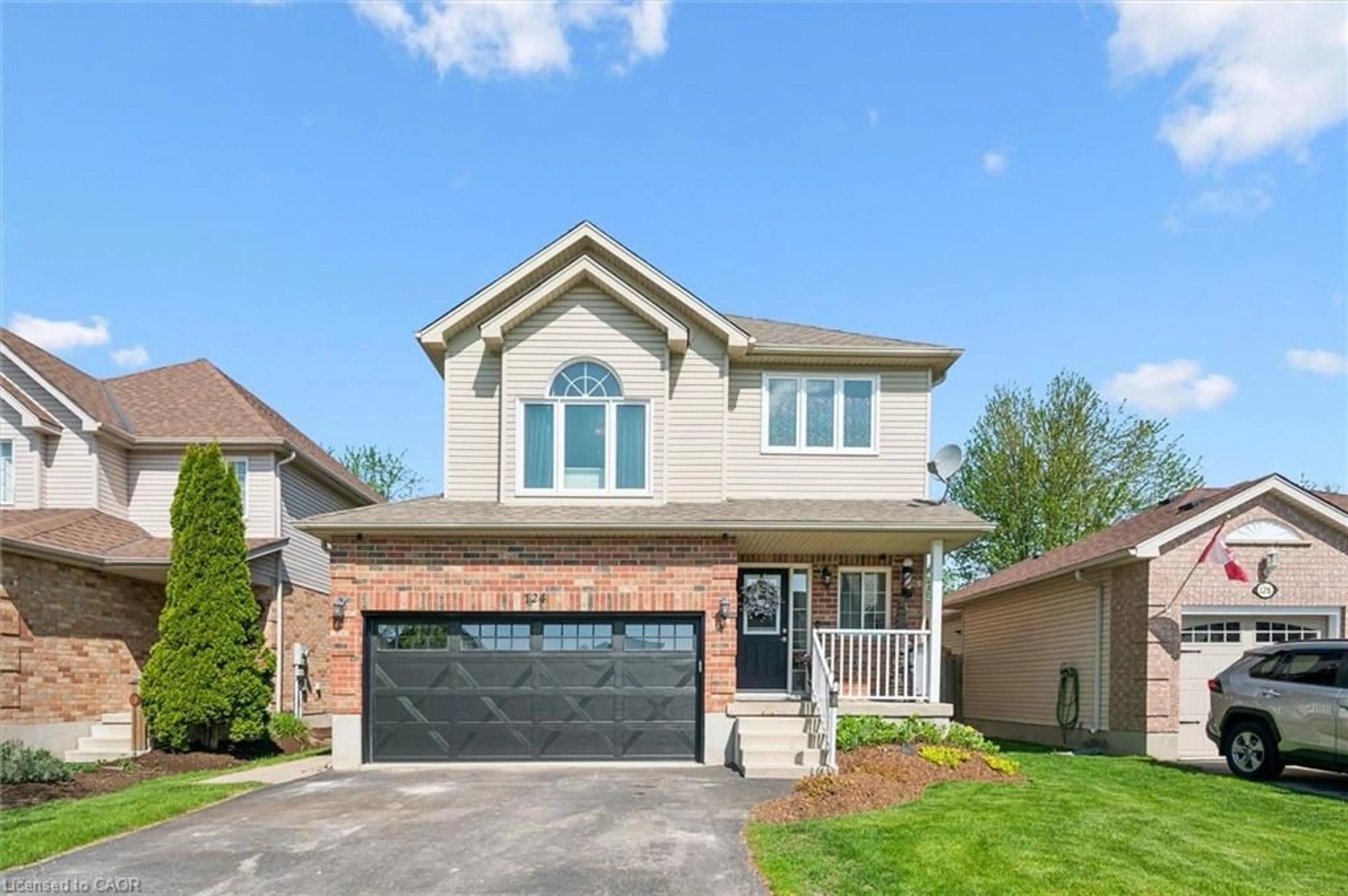 Home with brick exterior material, street for 124 Gibbons Dr, Fergus Ontario N1M 3W2