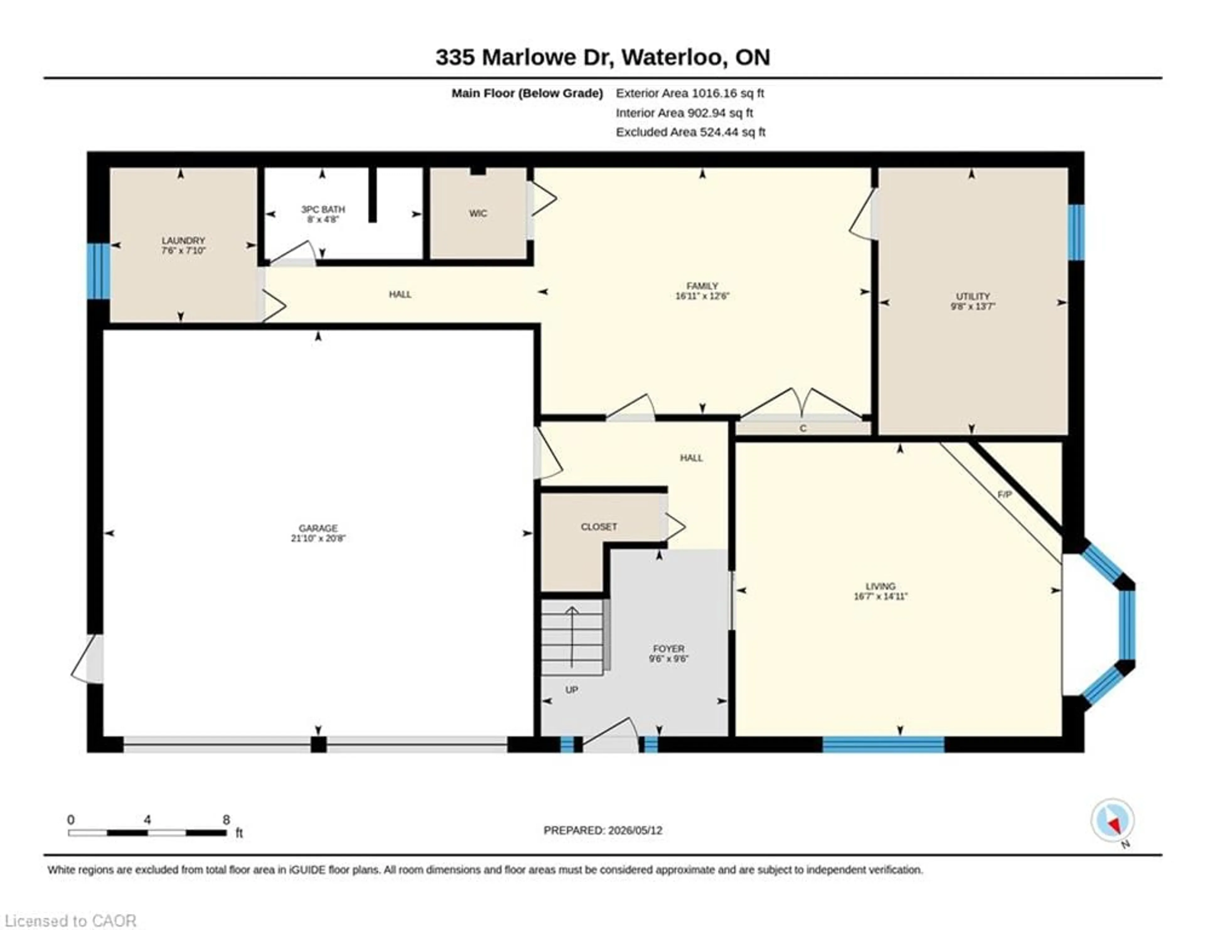 Floor plan for 335 Marlowe Dr, Waterloo Ontario N2L 5A5