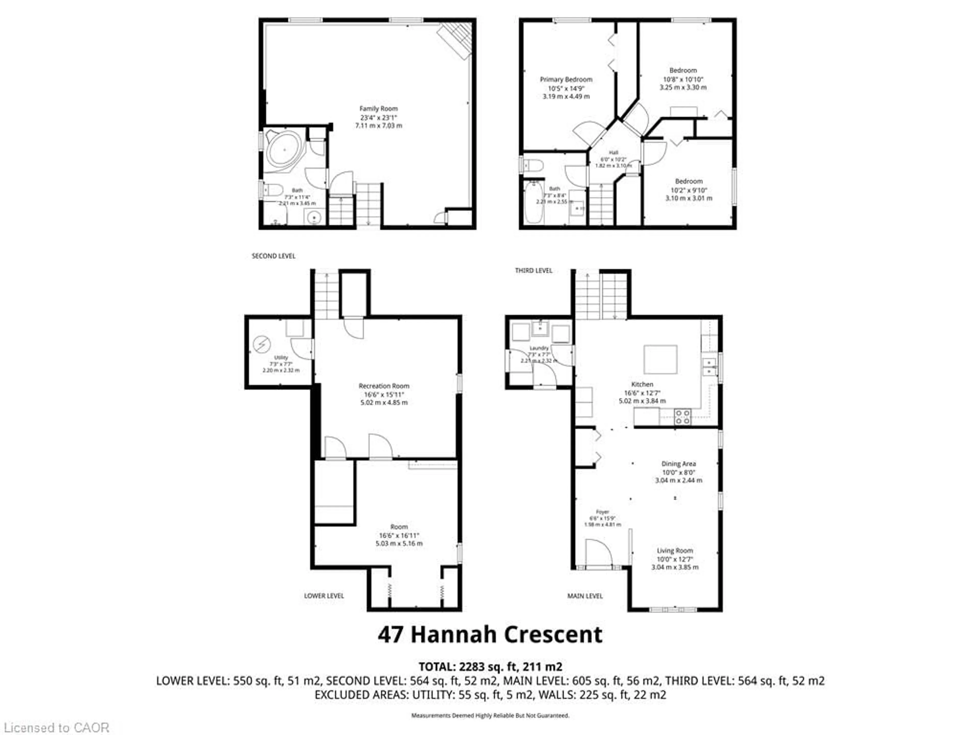 Floor plan for 47 Hannah Cres, Hamilton Ontario L9B 2V4