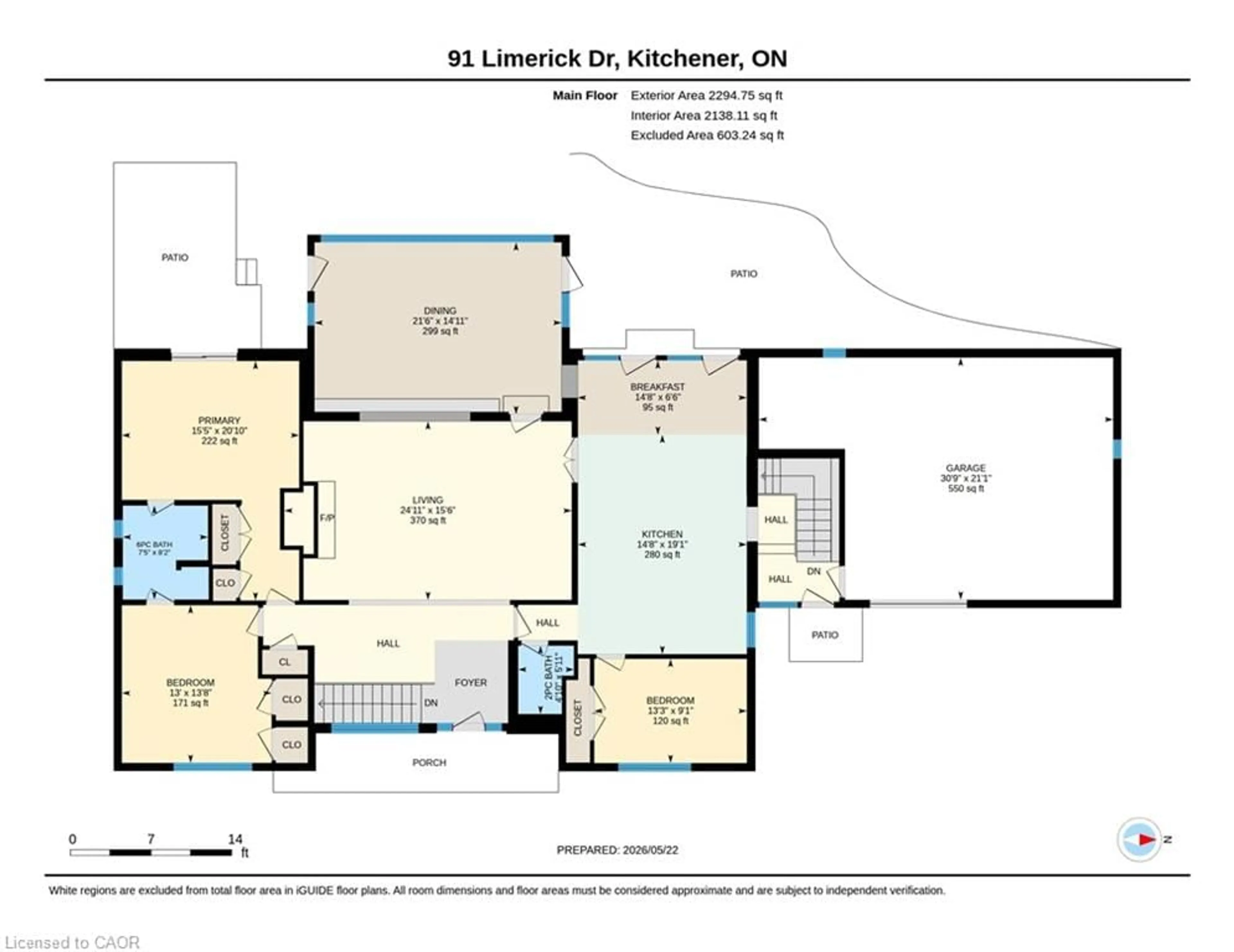 Floor plan for 91 Limerick Dr, Kitchener Ontario N2P 2G9