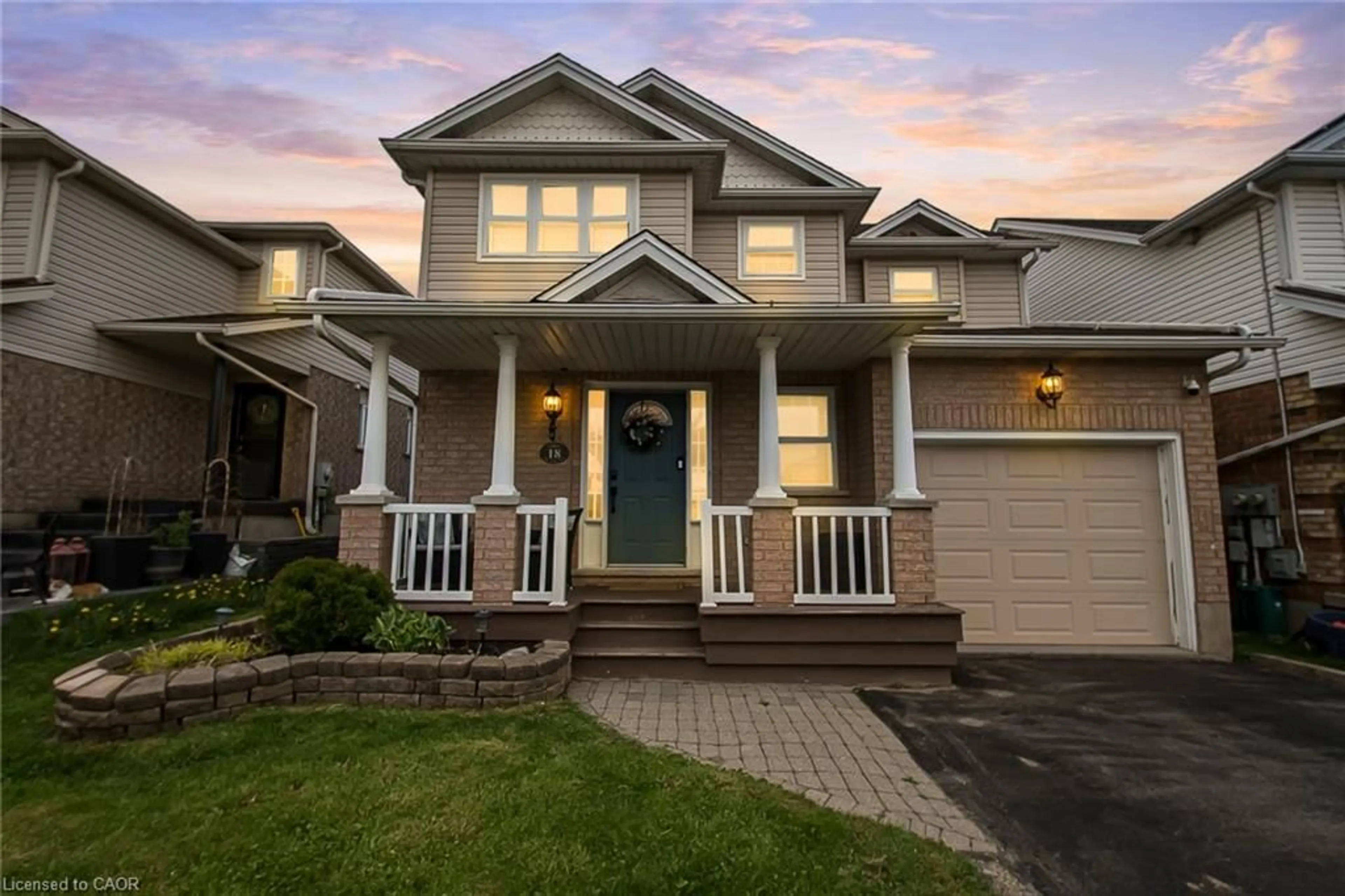 Home with vinyl exterior material, street for 18 Mountain Mint Cres, Kitchener Ontario N2E 3R4