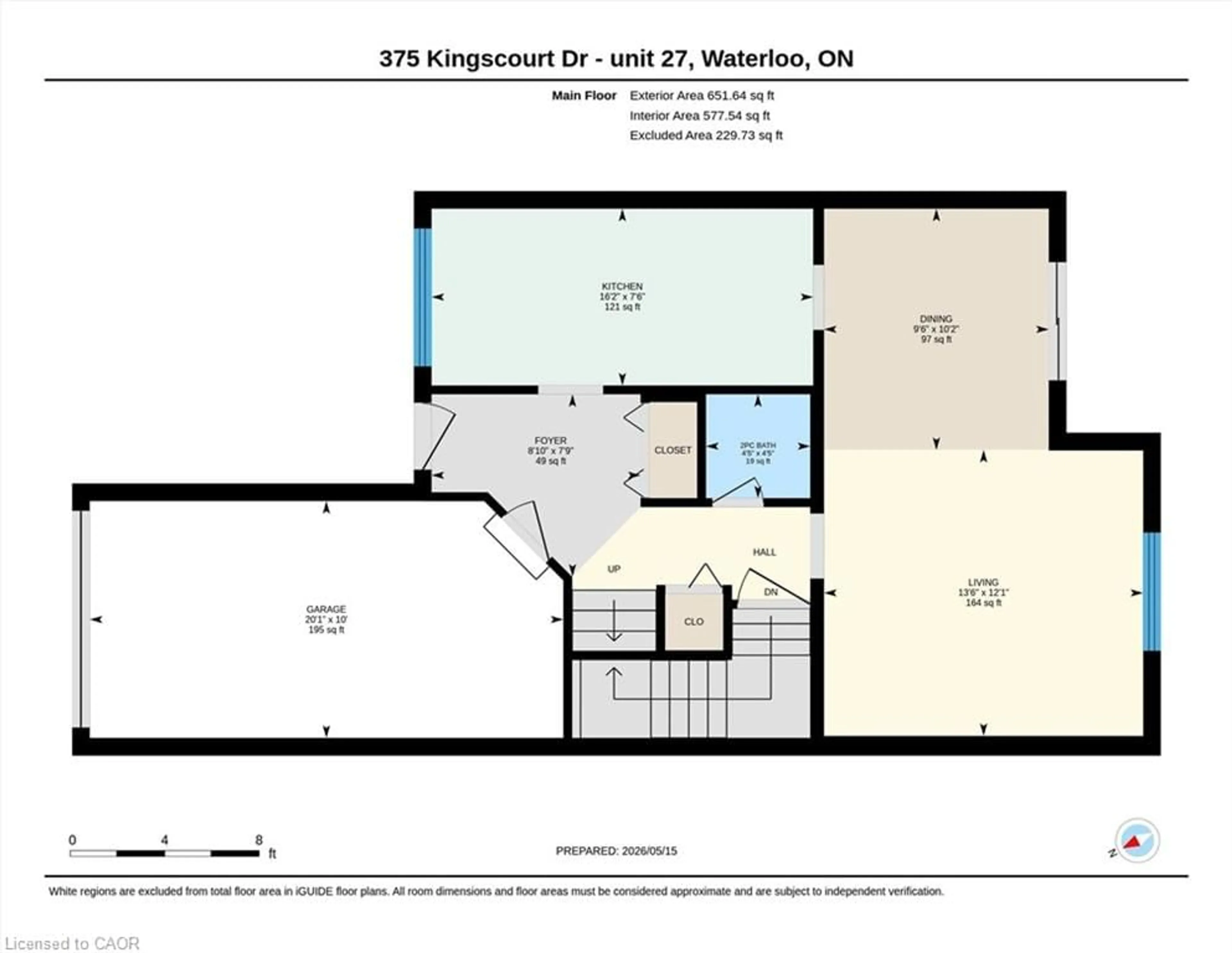 Floor plan for 375 Kingscourt Dr #27, Waterloo Ontario N2K 3N7